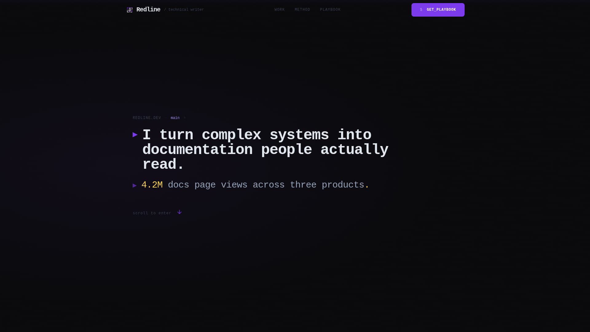 Redline - Immersive Technicalwriter Landing Page Template