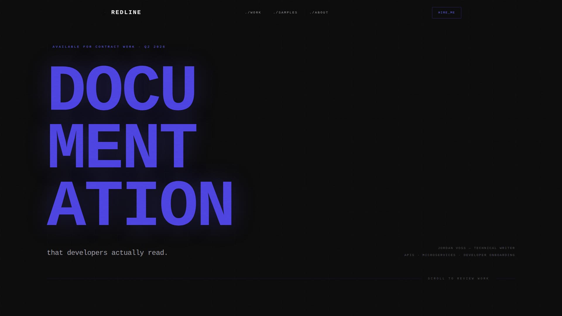 Redline - Bold Technicalwriter Landing Page Template