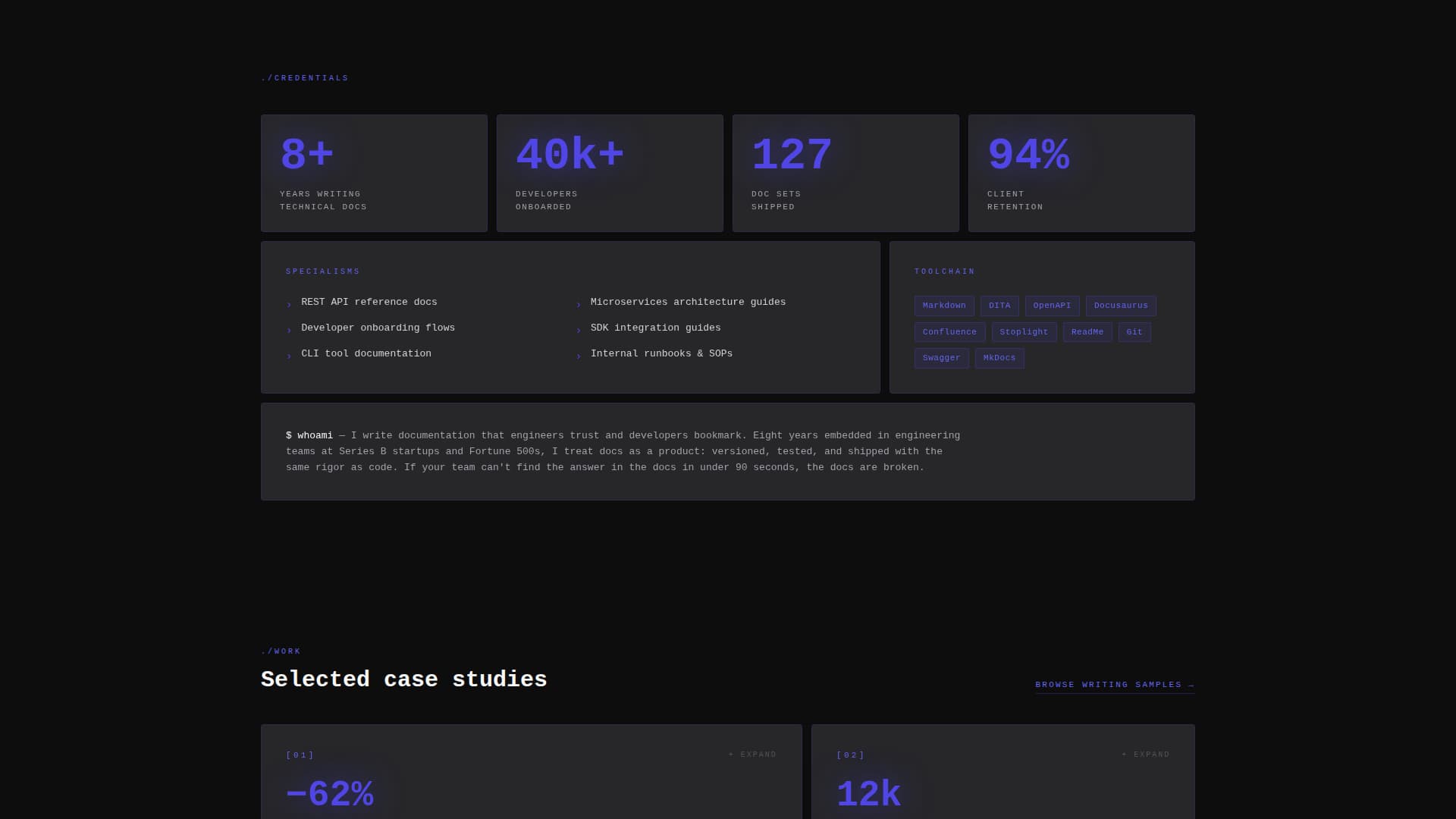 Redline - Bold Technicalwriter Landing Page Template
