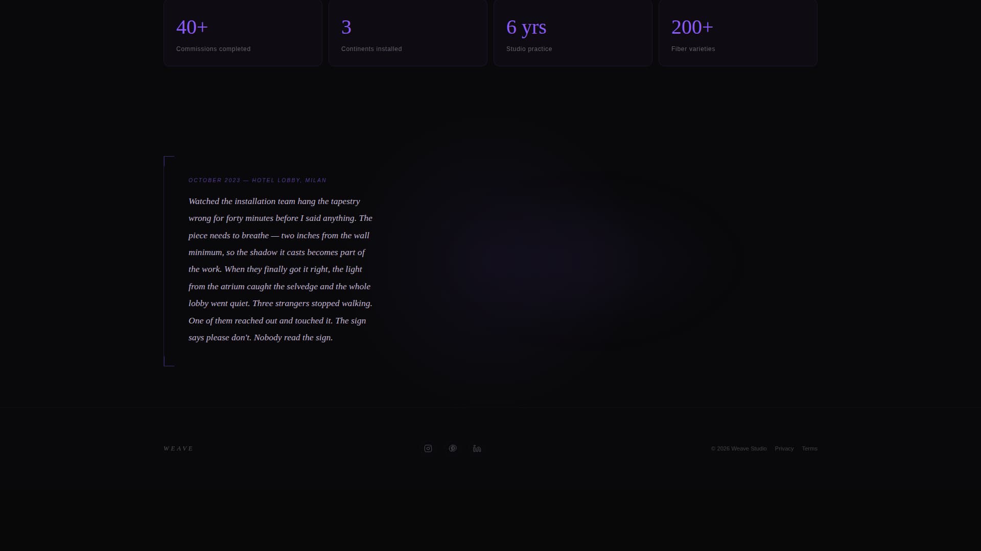 Weave - Immersive Textile Landing Page Template