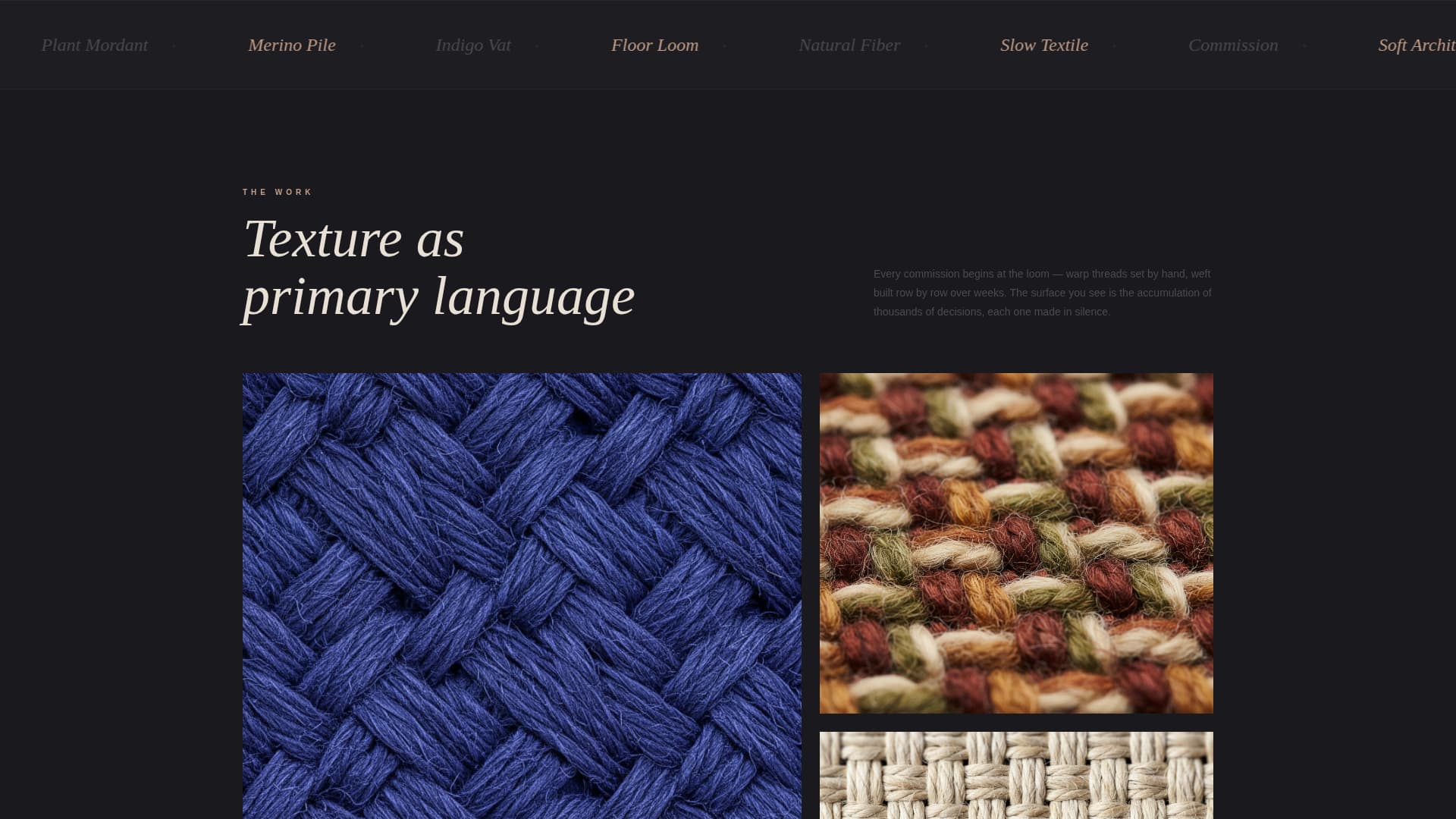 Loom - Sculptural Textile Landing Page Template