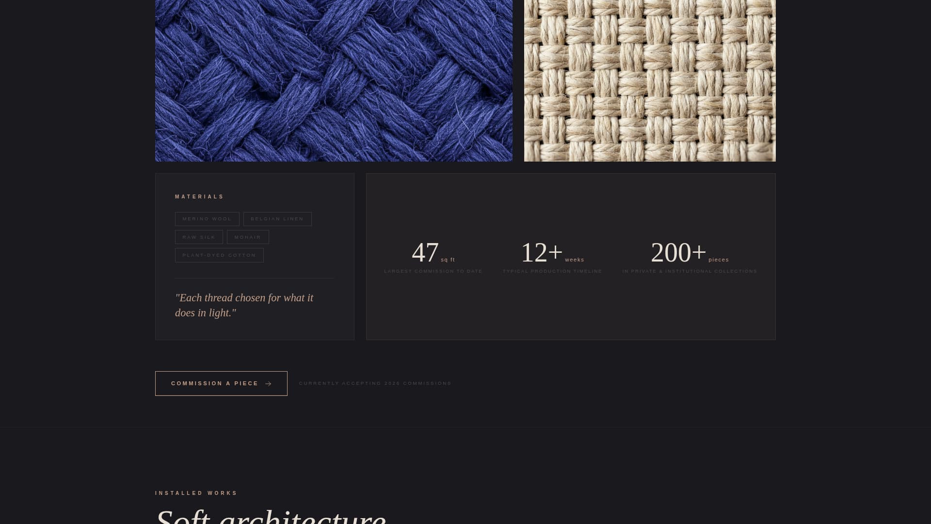 Loom - Sculptural Textile Landing Page Template