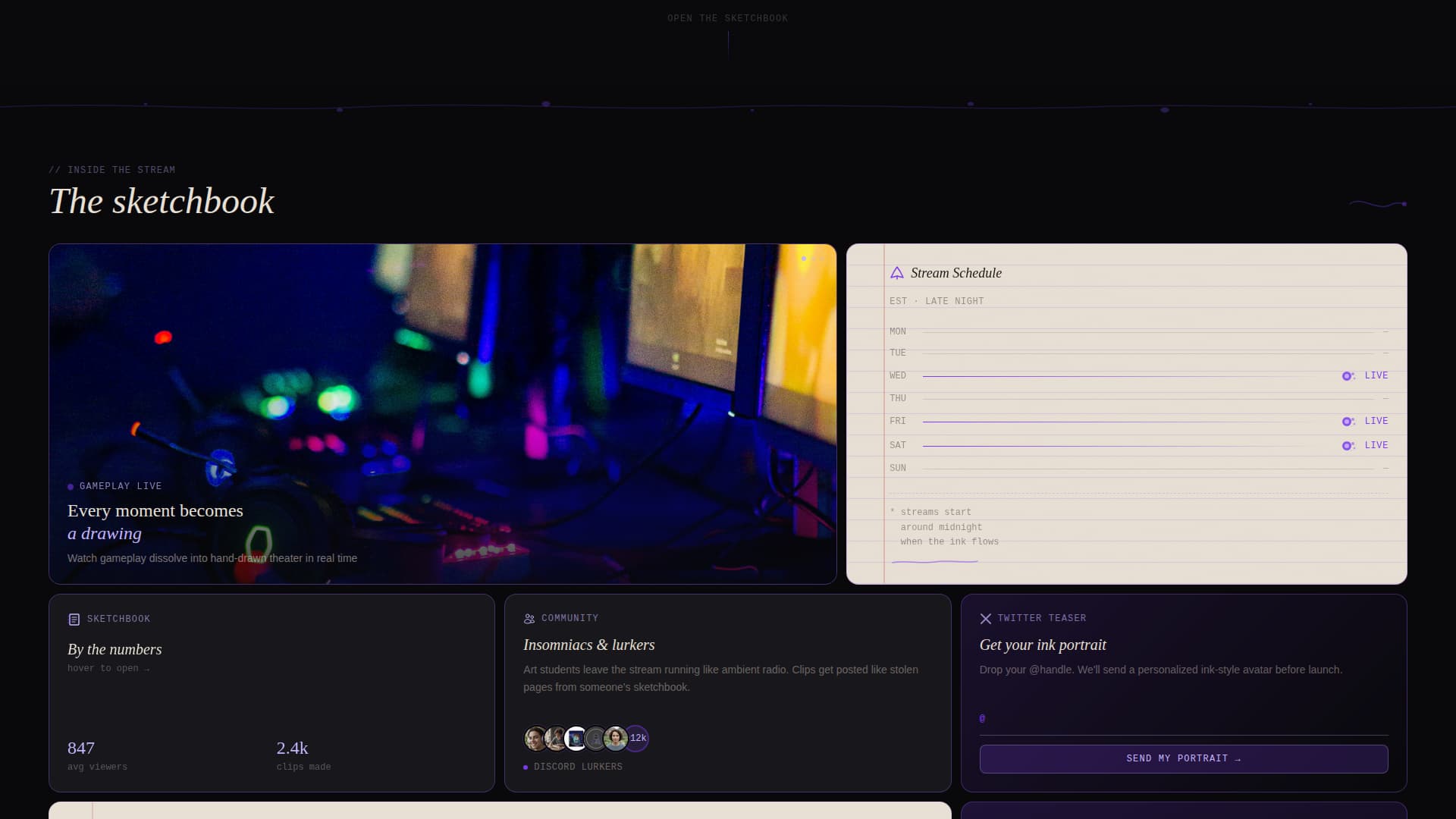 Glitch - Immersive Streamer Landing Page Template