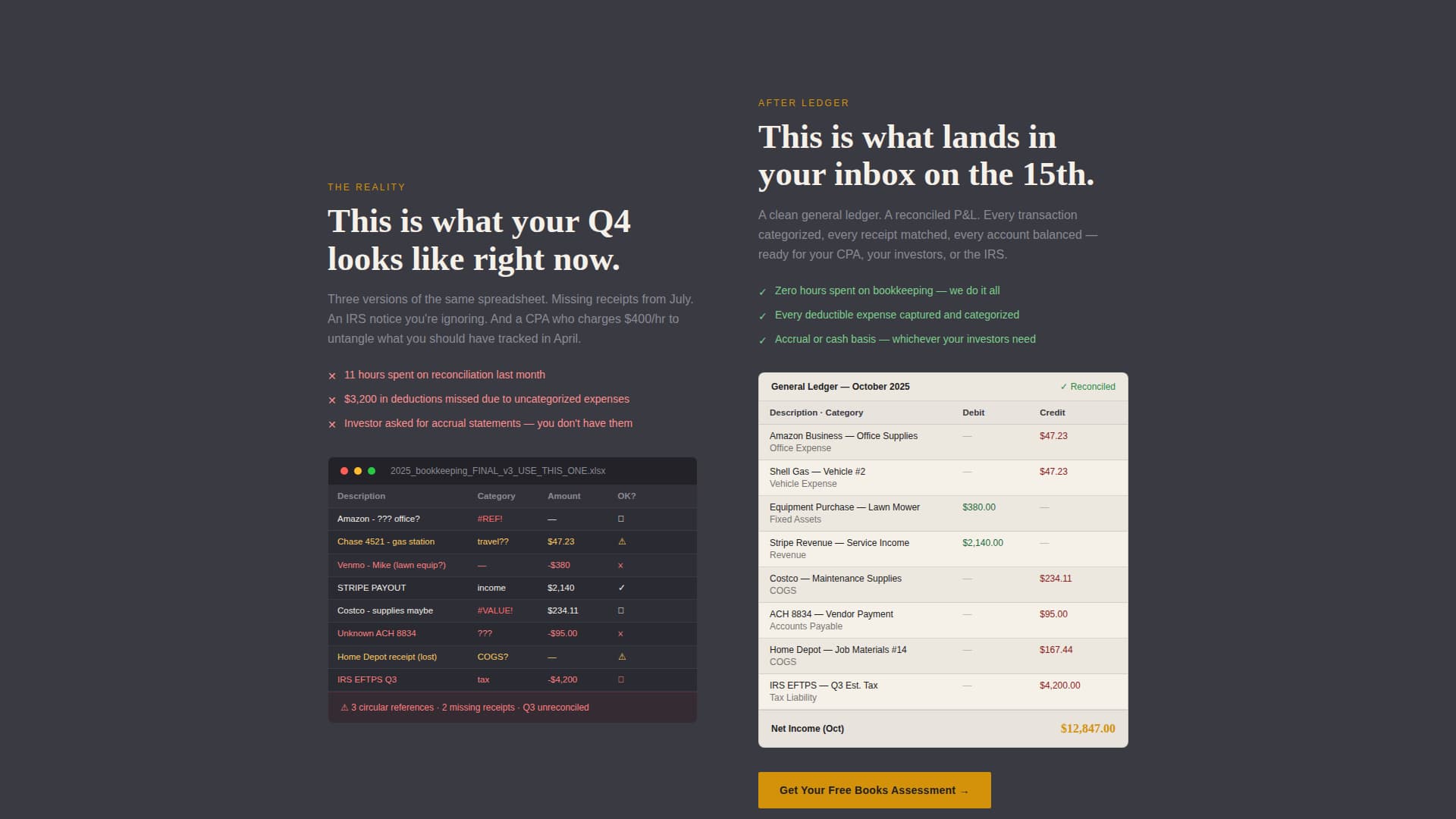 Ledger - Precision Bookkeeping Landing Page Template