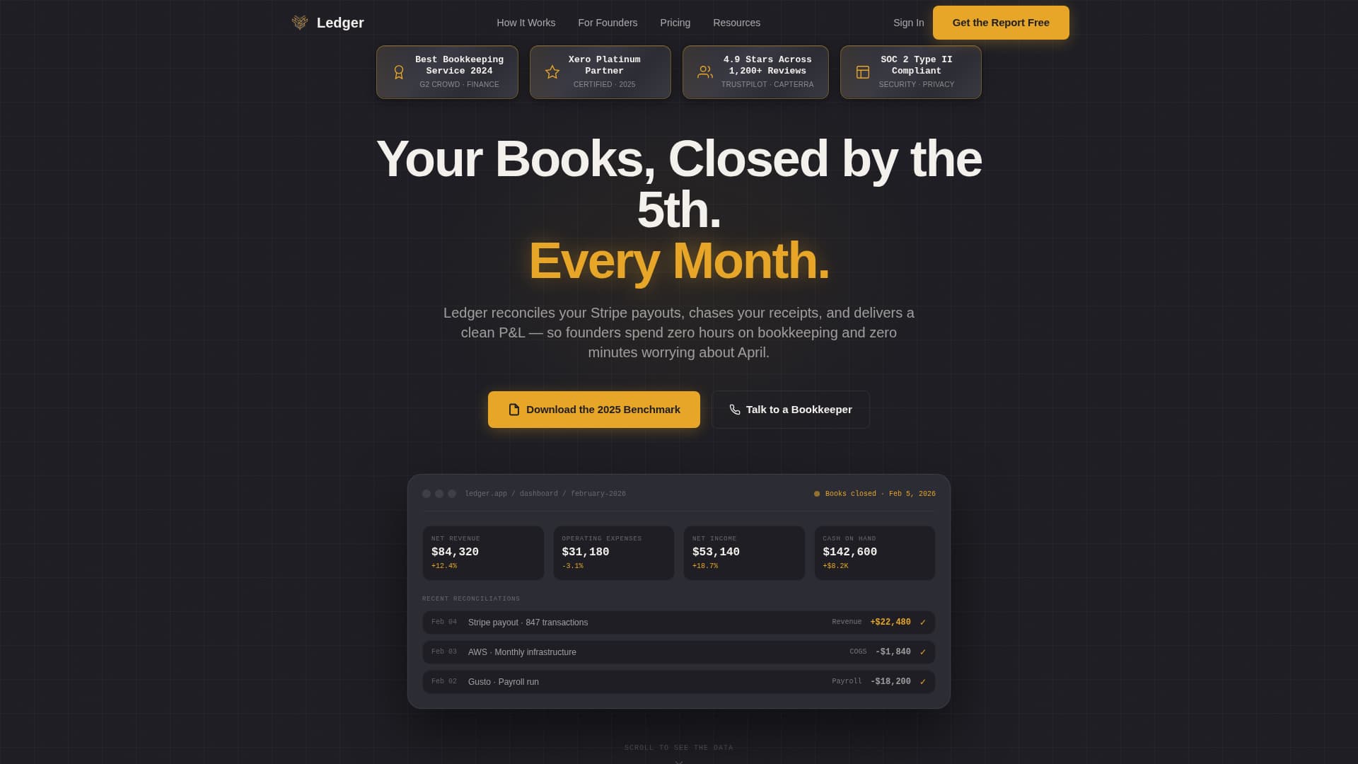 Cloud Bookkeeping Service for Founders & Small Business Website Template
