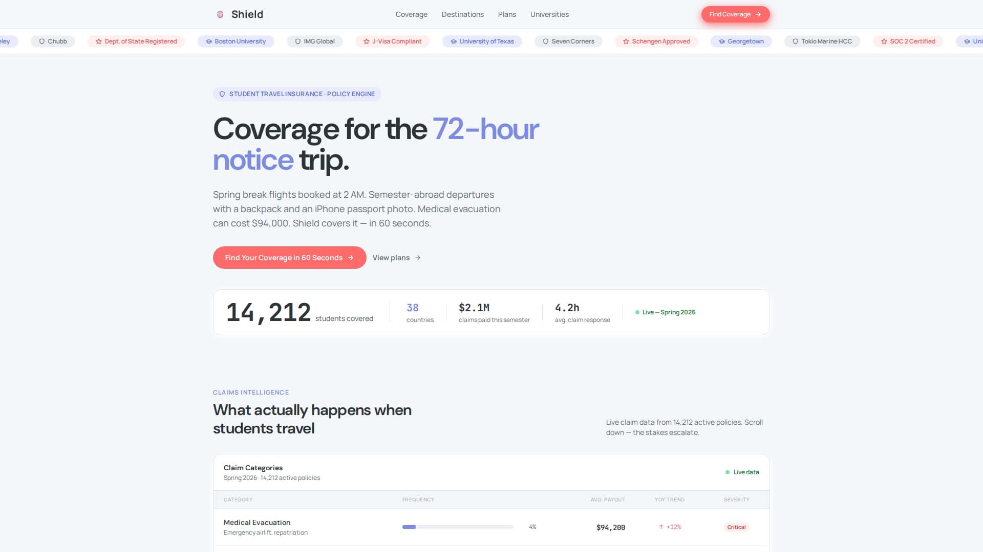 College Student Insurance Specialist Professional Website Template