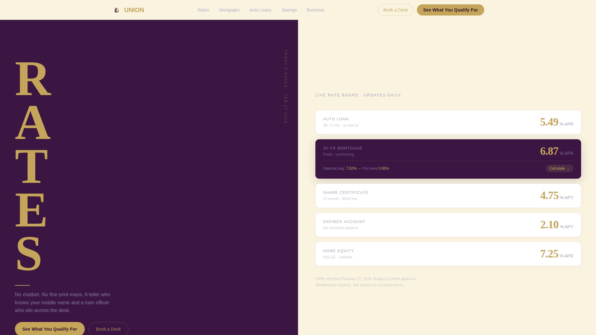Credit Union & Cooperative Cost Calculator Website Template