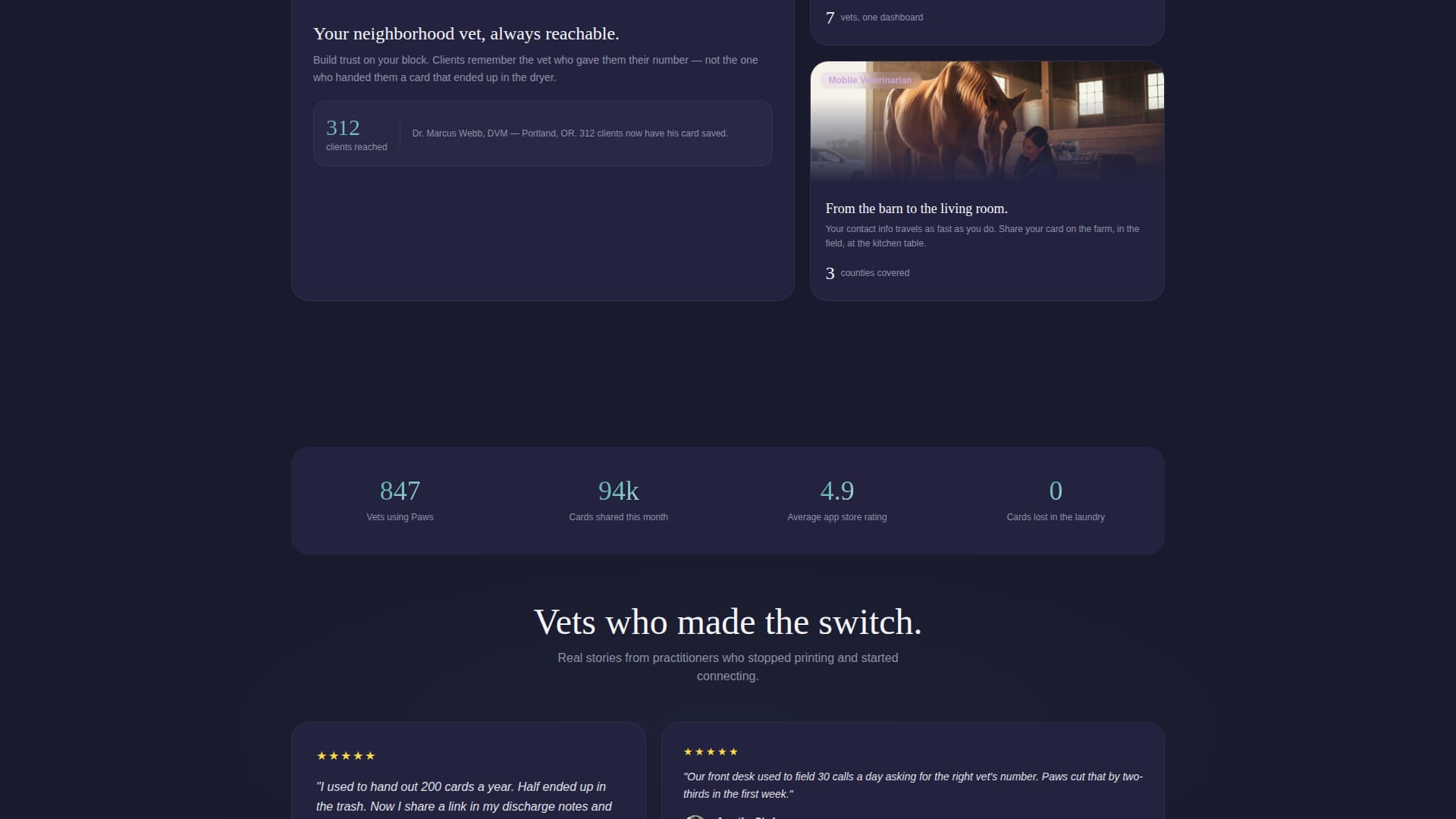 Paws - Trusted Veterinarian Landing Page Template