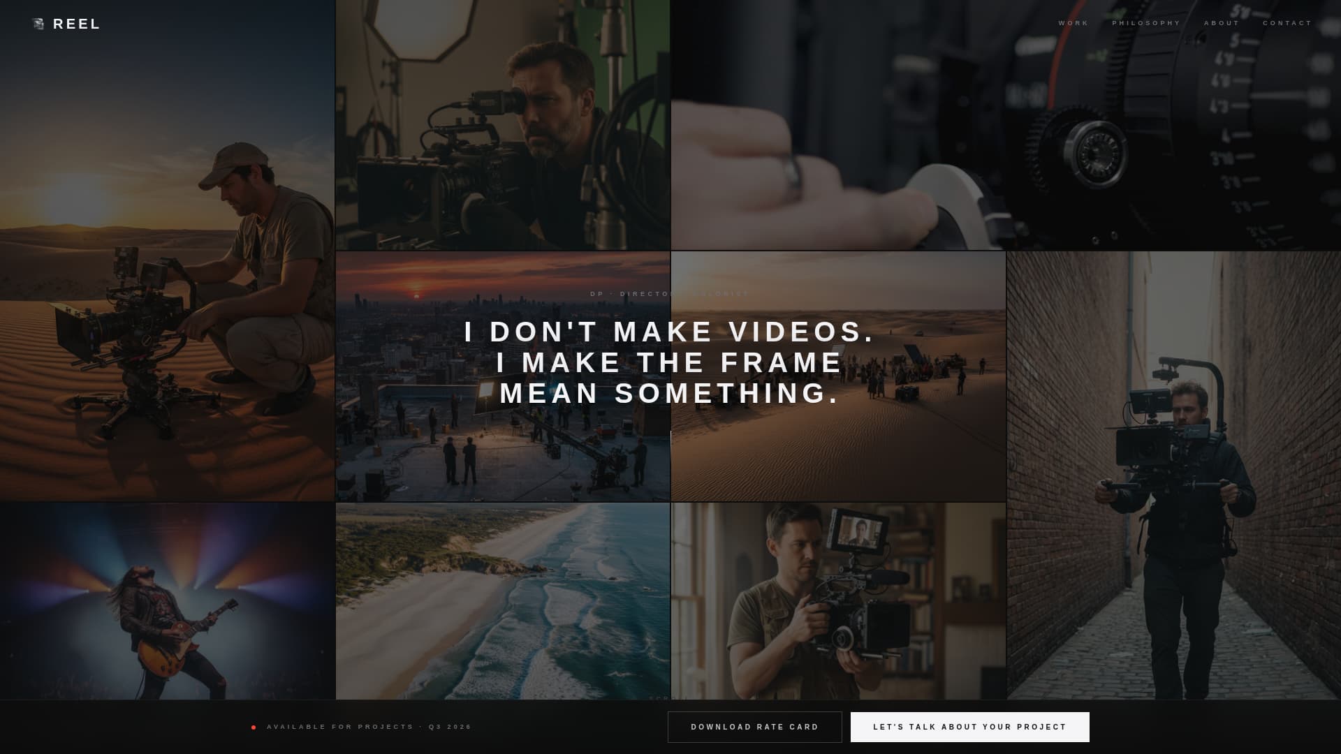 Reel - Cinematic Videographer Landing Page Template
