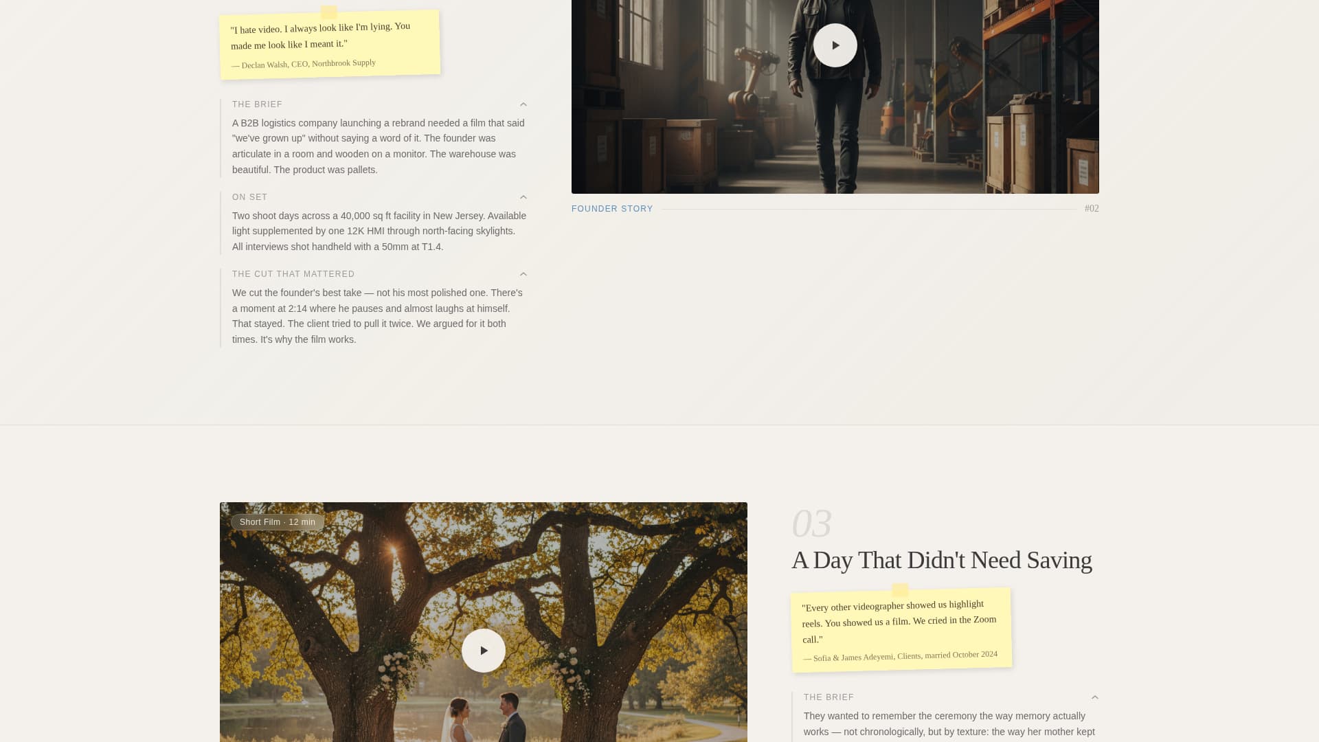 Footage - Cinematic Videographer Landing Page Template