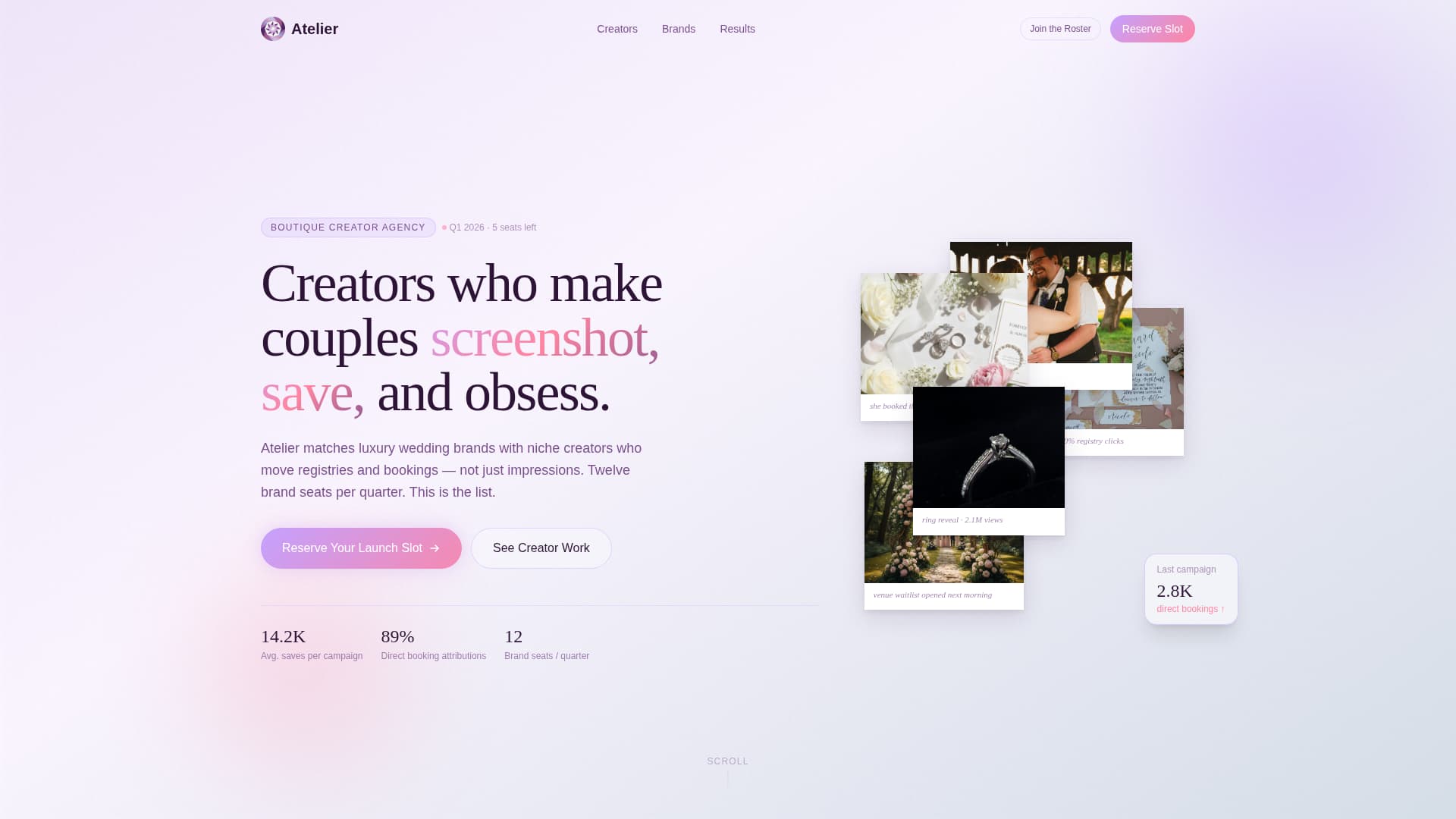 Wedding Marketing & Agency Specialist Booking Website Template