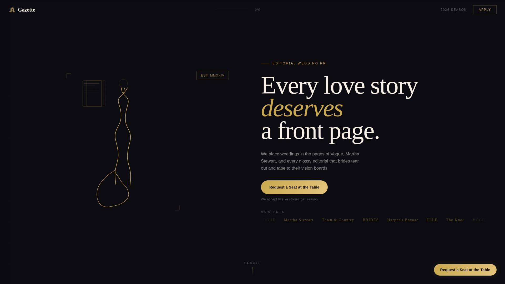 Gazette - Editorial Wedding PR Landing Page Template