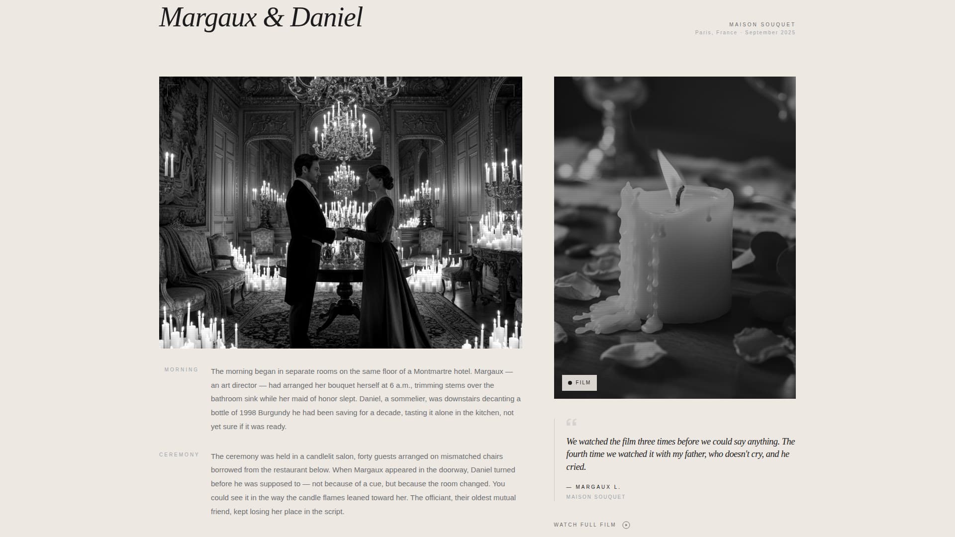 Videography & Film Portfolio Booking Website Template