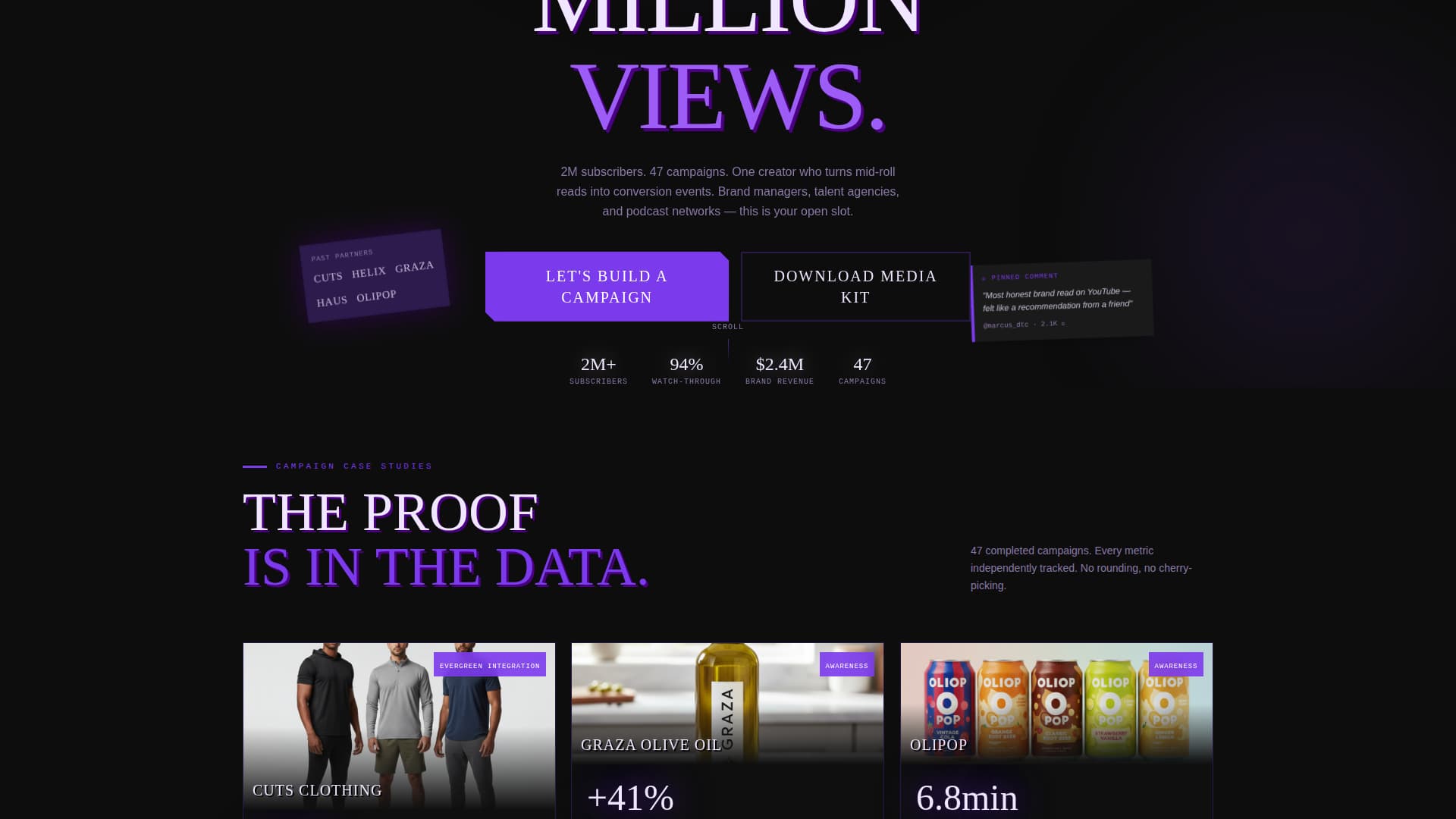 Viewcount - Brutalist Youtube Landing Page Template