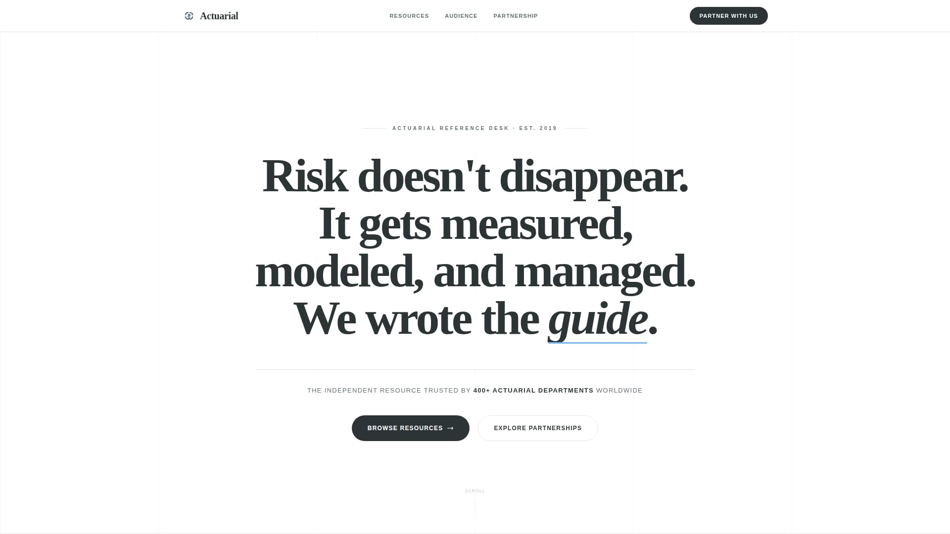 Actuarial - Authoritative Risk Landing Page Template