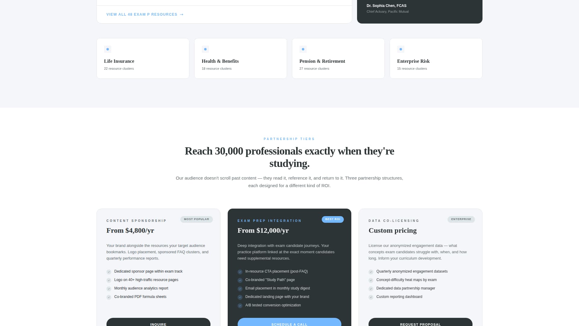 Actuarial - Authoritative Risk Landing Page Template