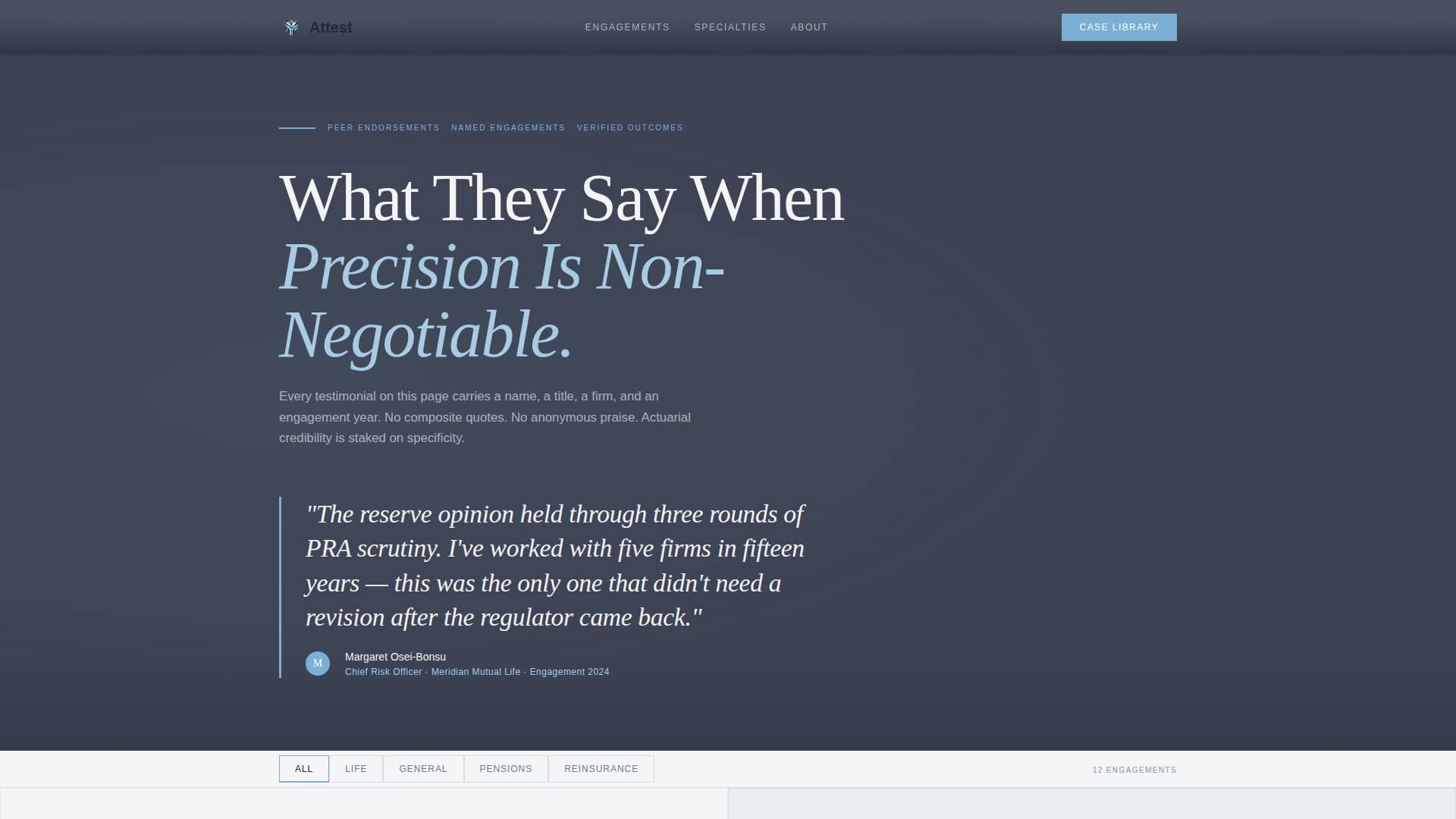 Attest - Authoritative Actuary Landing Page Template