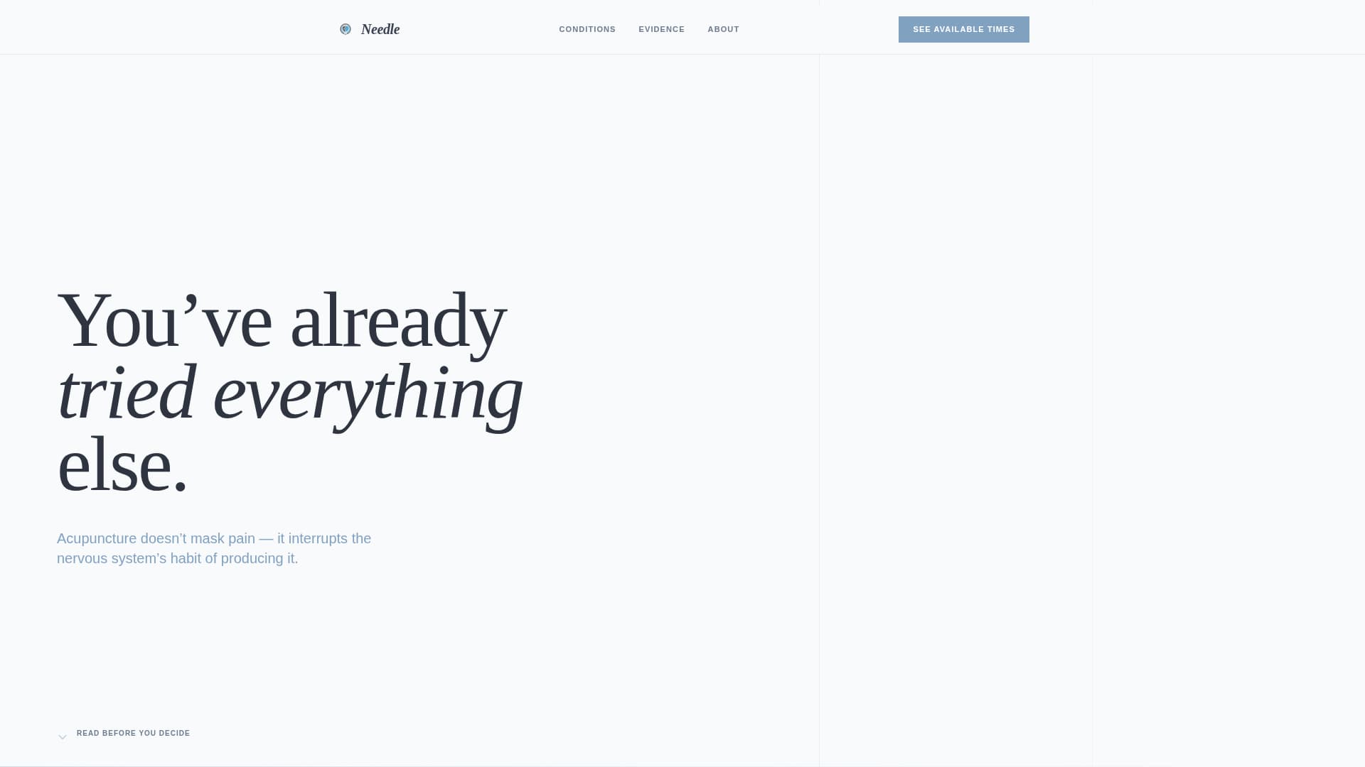 Needle - Calming Acupuncturist Landing Page Template