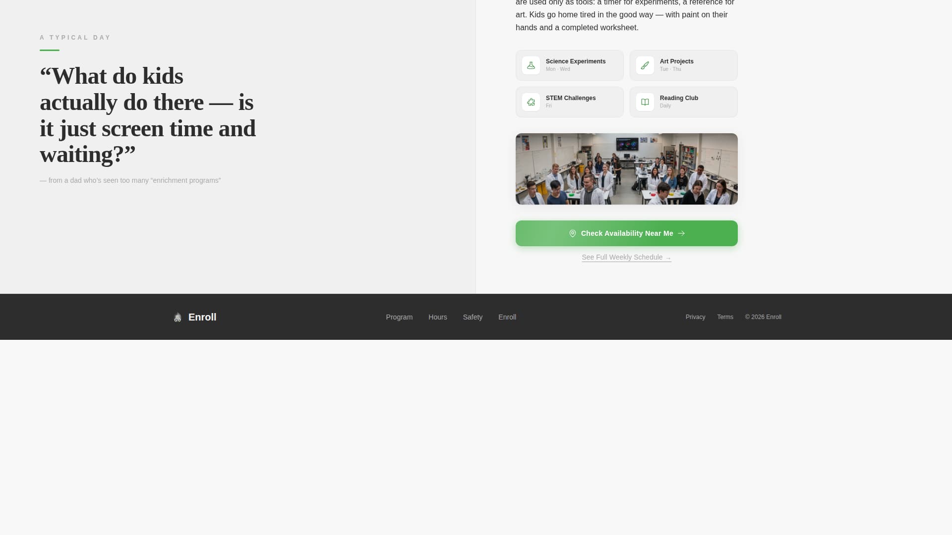 Enroll - Trusted Afterschool Landing Page Template