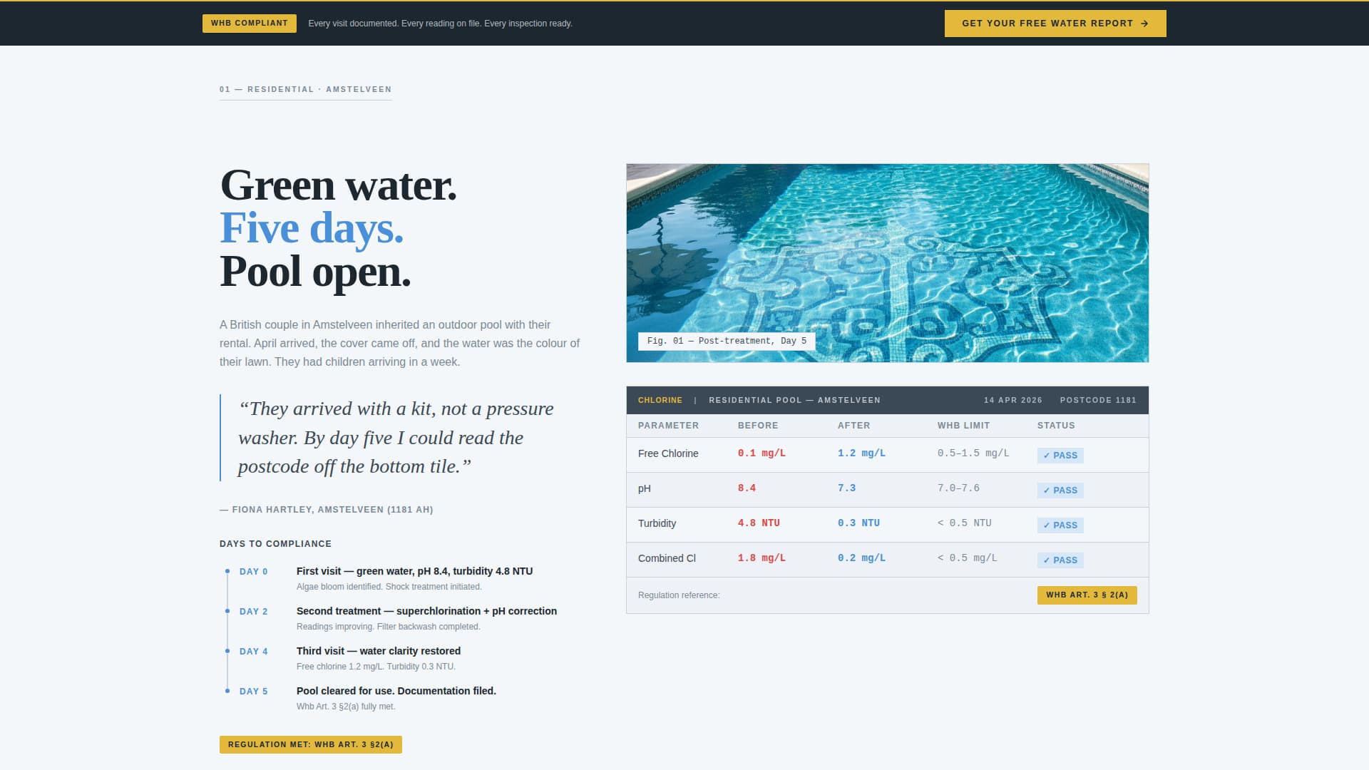Chlorine - Compliant Pool Landing Page Template