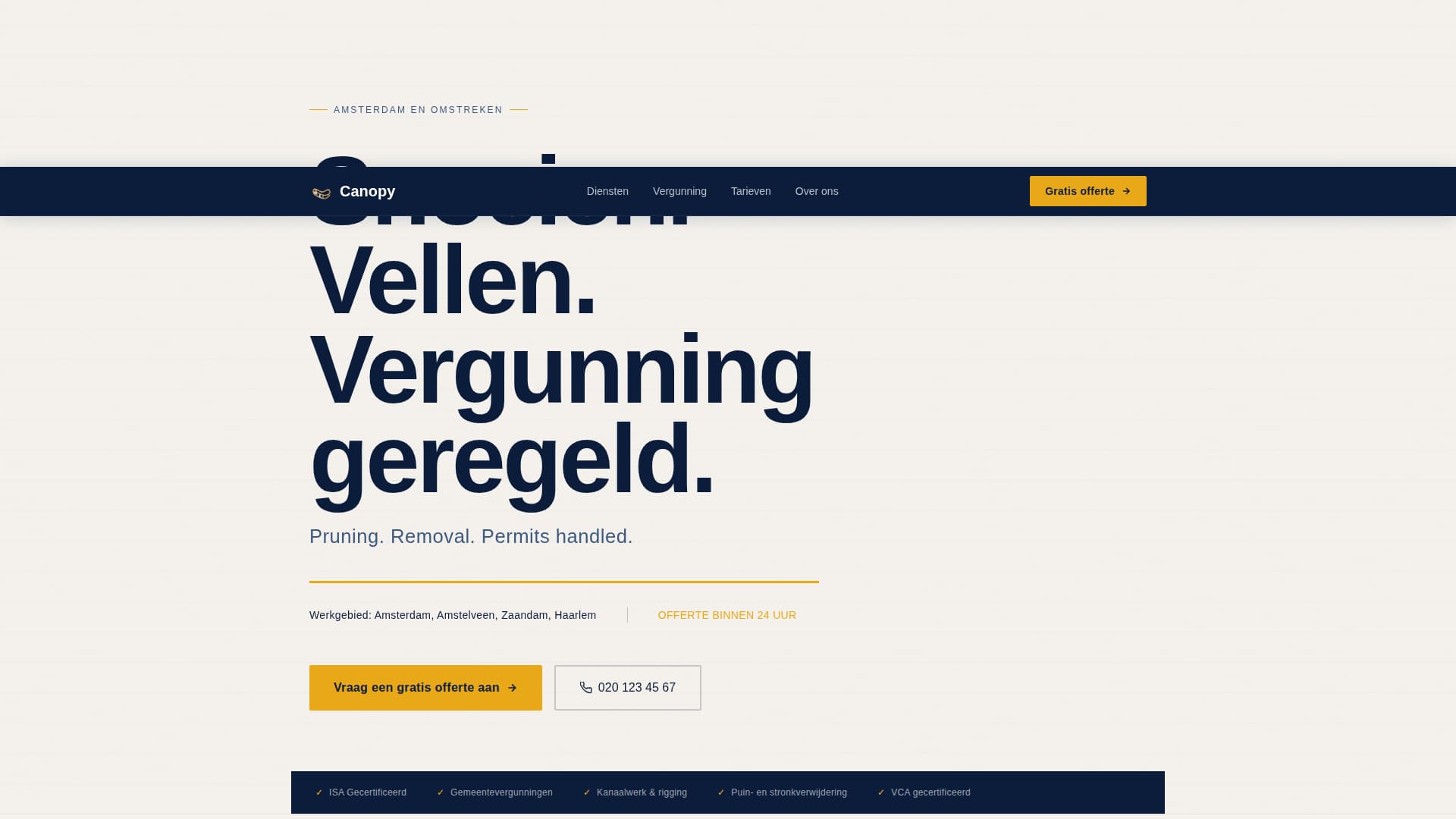 Canopy — Expert Arborist Services Landing Page Template