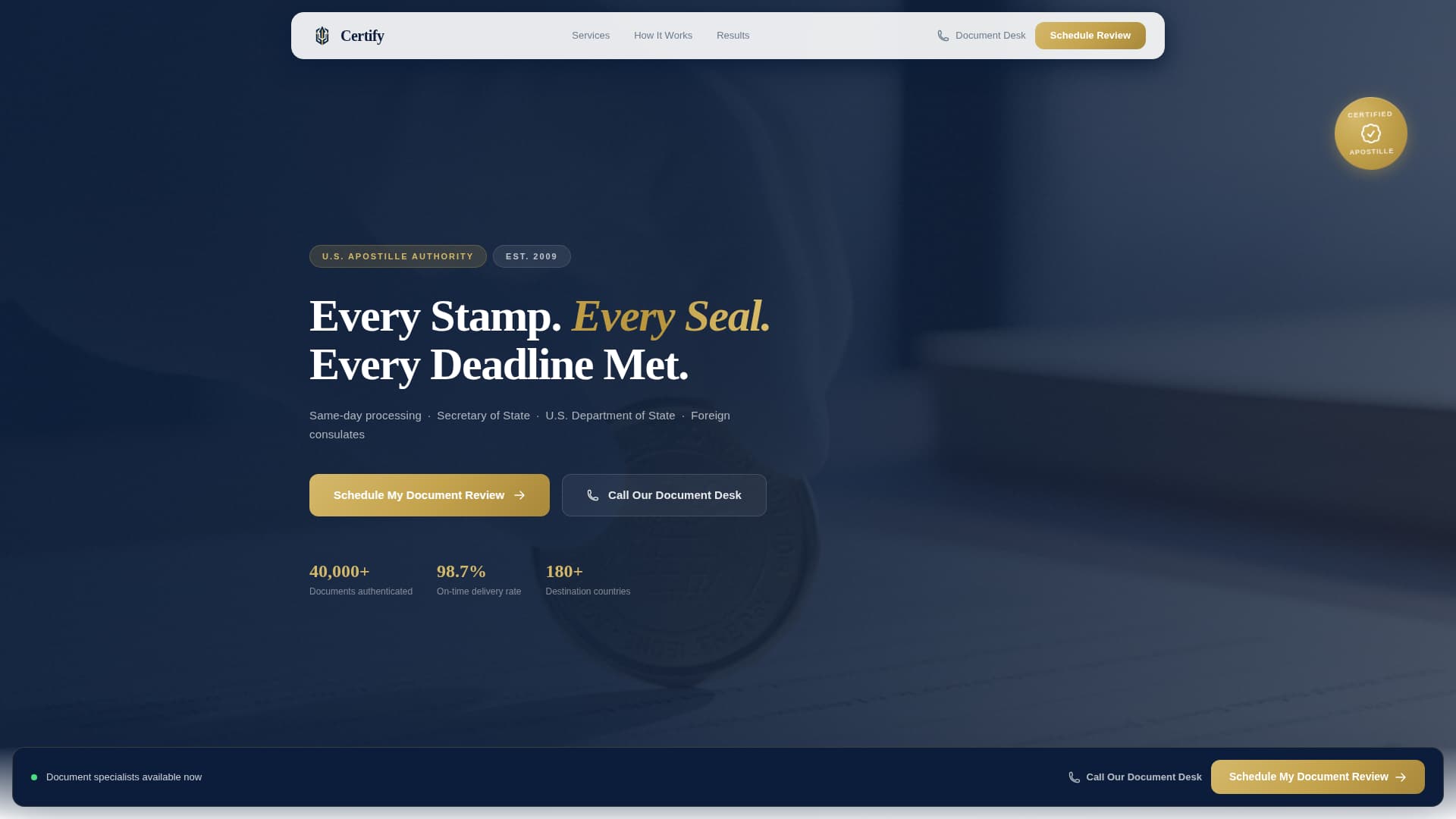 Certify - Trusted Apostille Landing Page Template