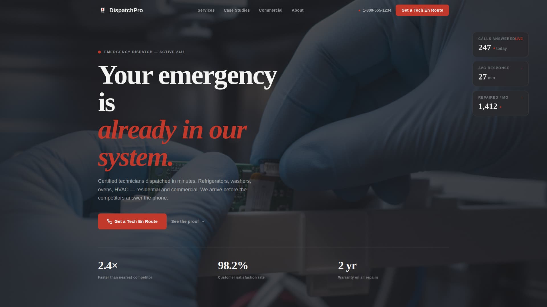Dispatch - Rapid Appliance Landing Page Template