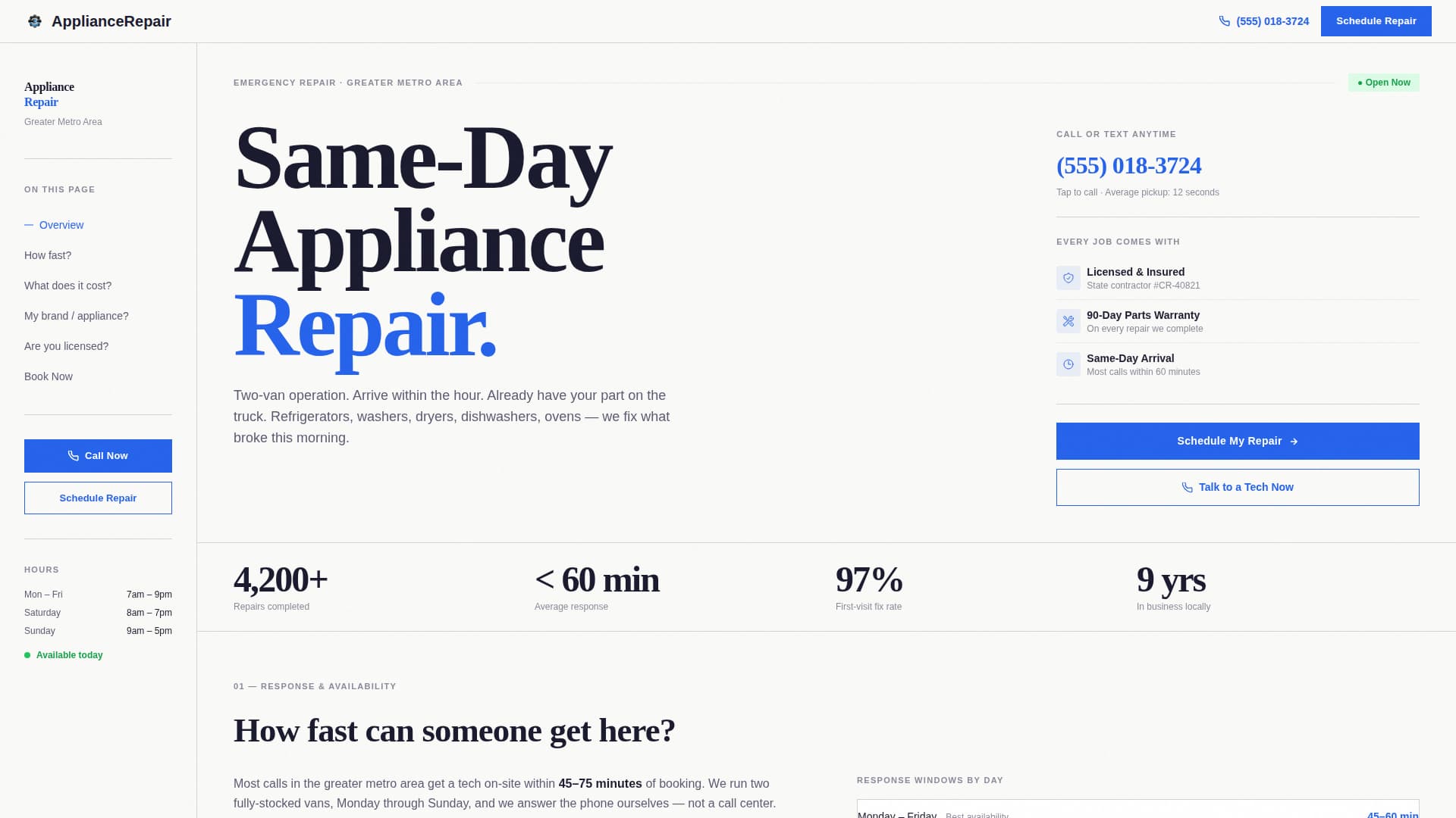 Repairman - Urgent Appliance Landing Page Template