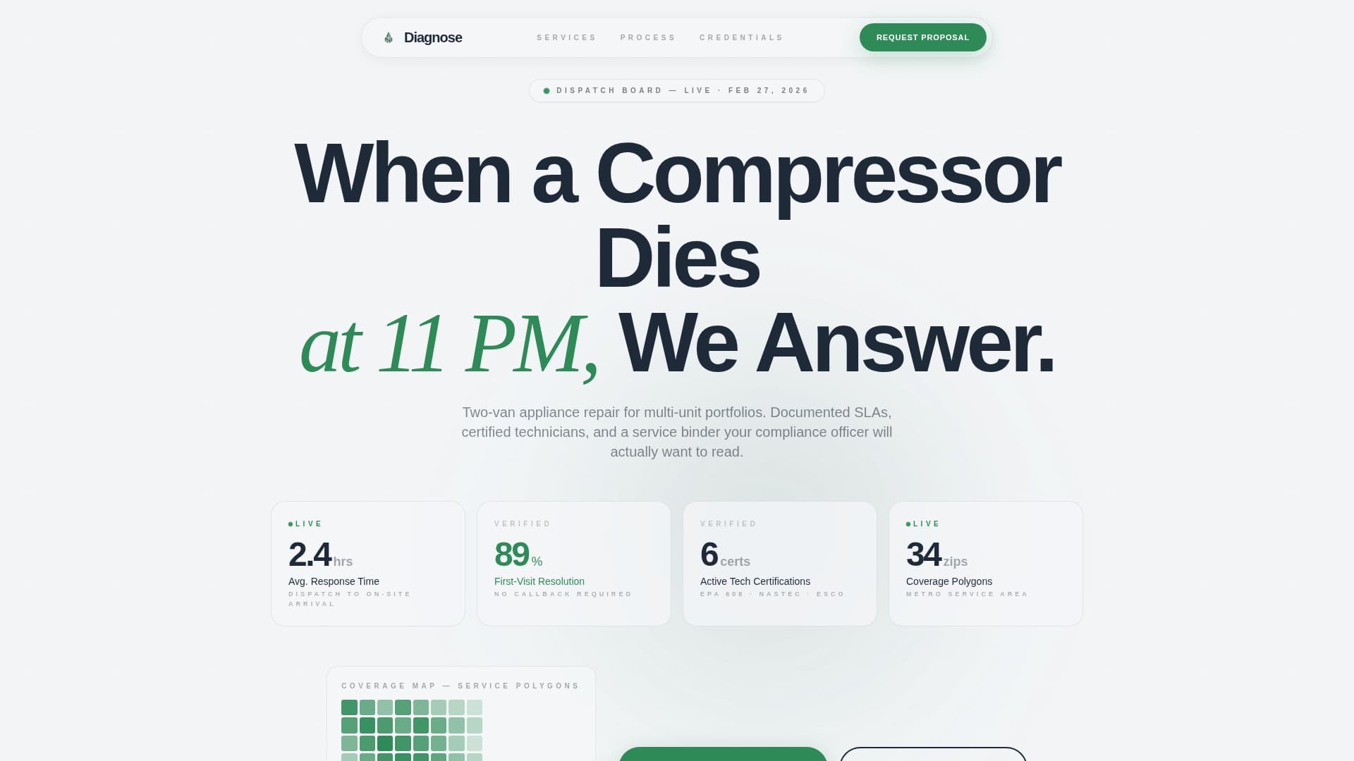 Diagnose - Certified Appliance Landing Page Template