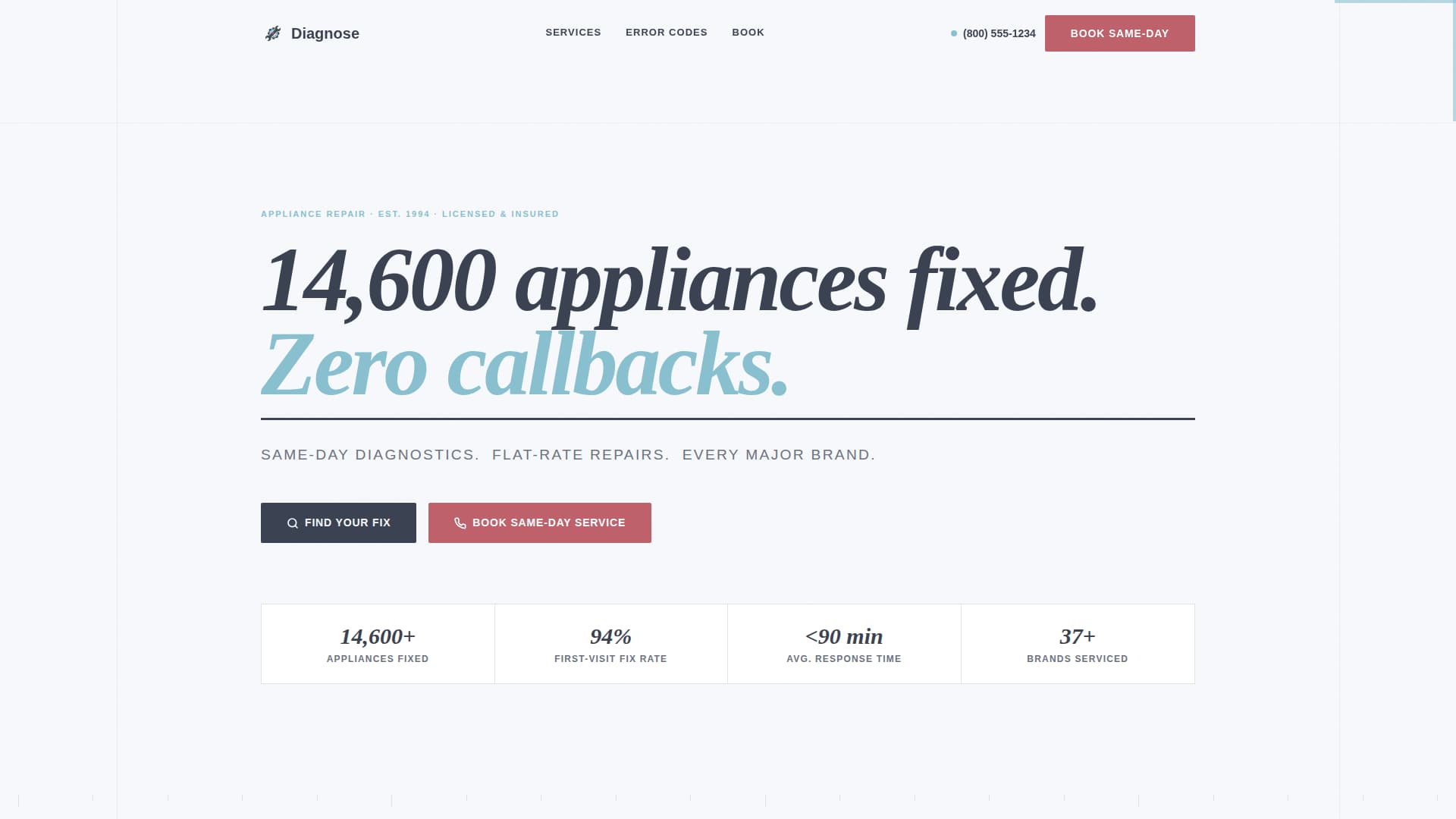 Diagnose - Reliable Appliance Landing Page Template