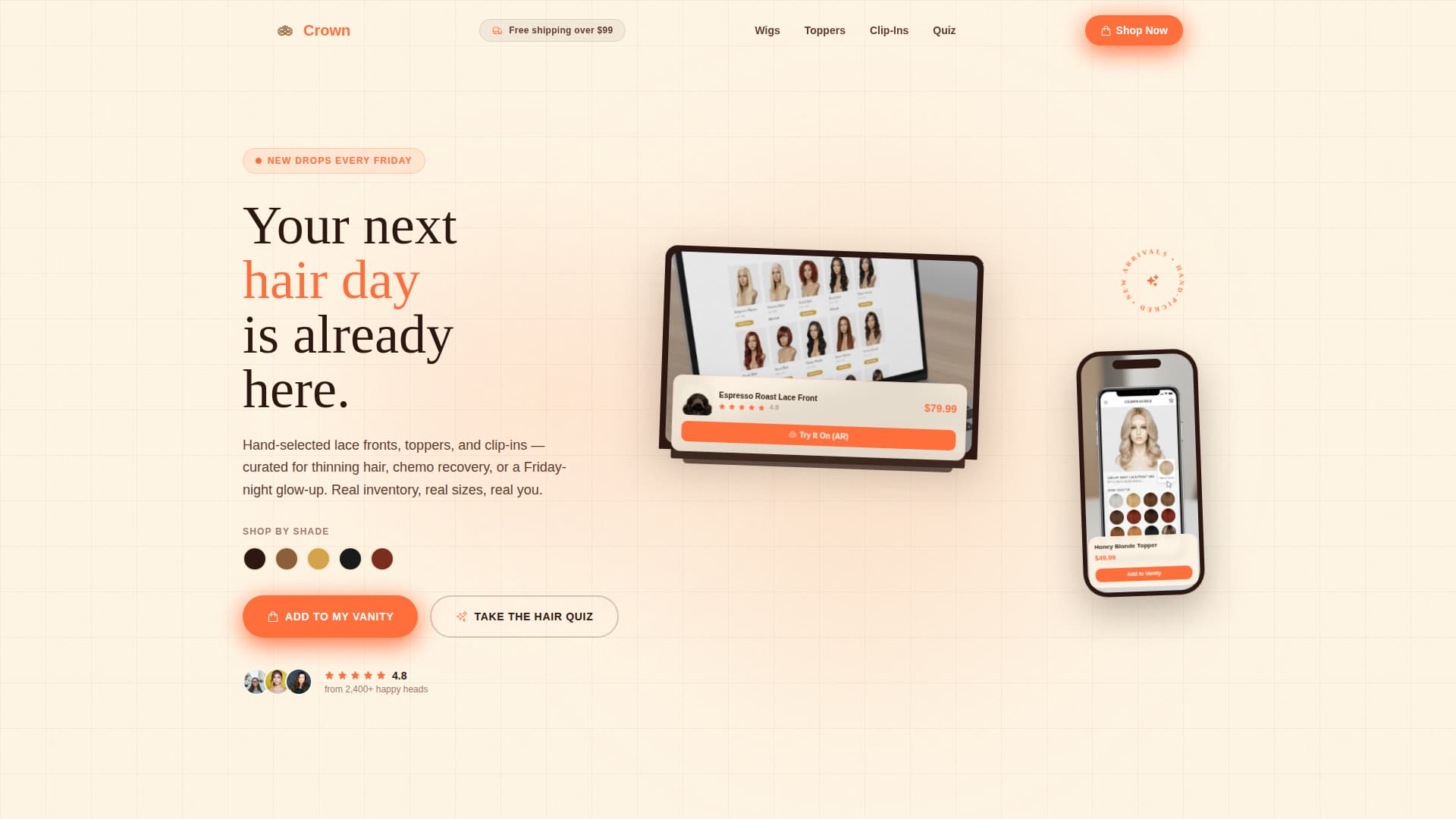 Crown - Vibrant Wigstore Landing Page Template