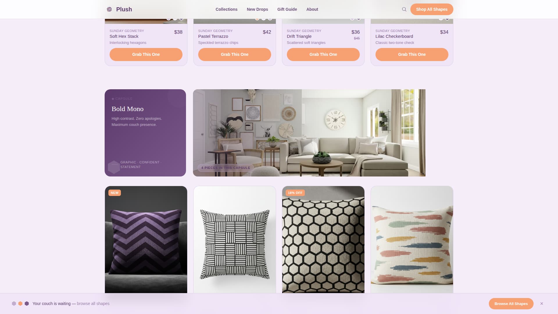 Pillows & Cushions Store Professional Website Template