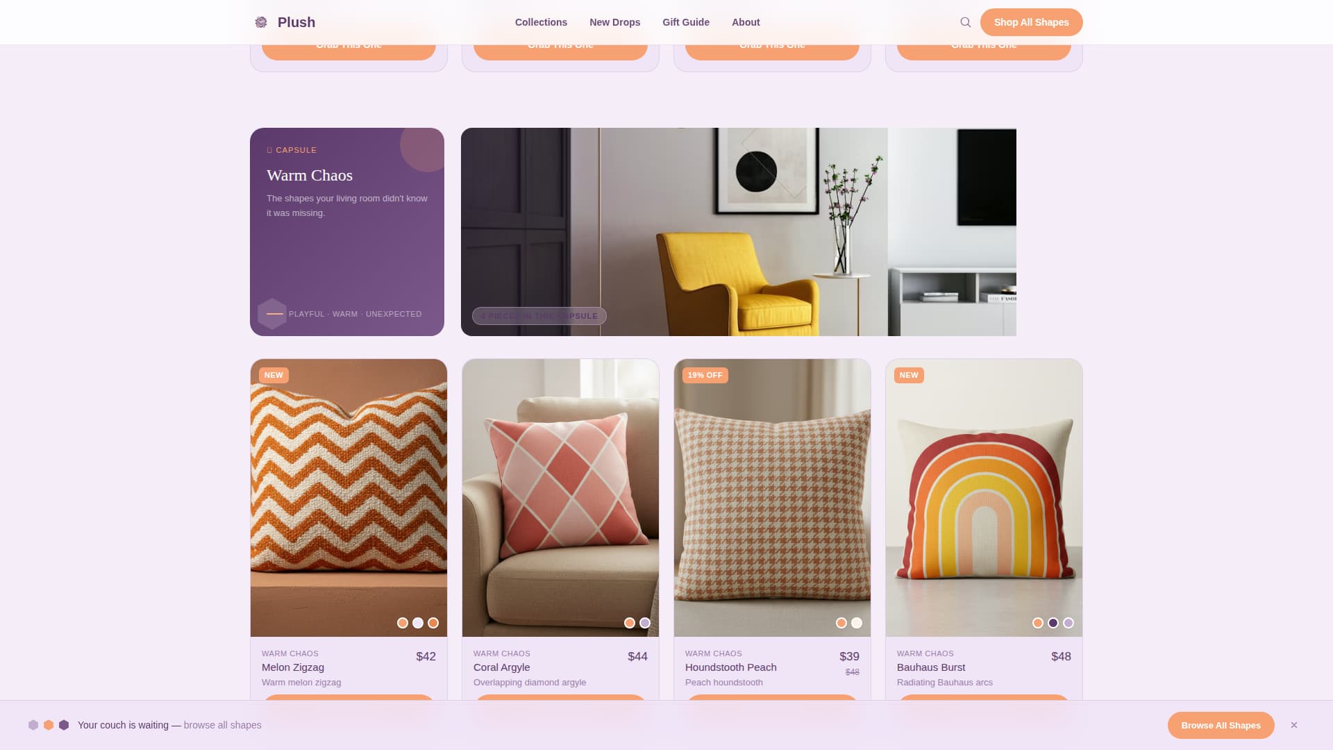 Pillows & Cushions Store Professional Website Template