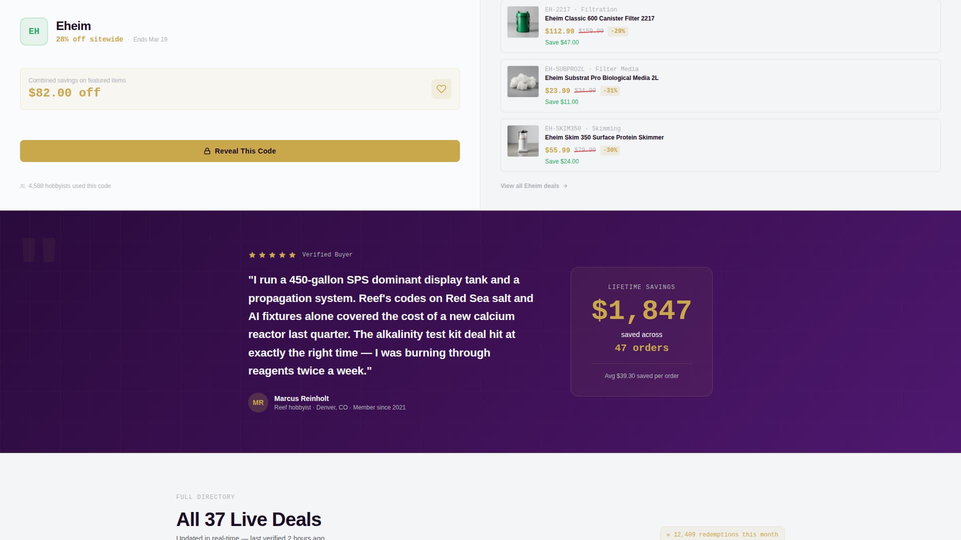 Reef - Precision Aquarium Landing Page Template