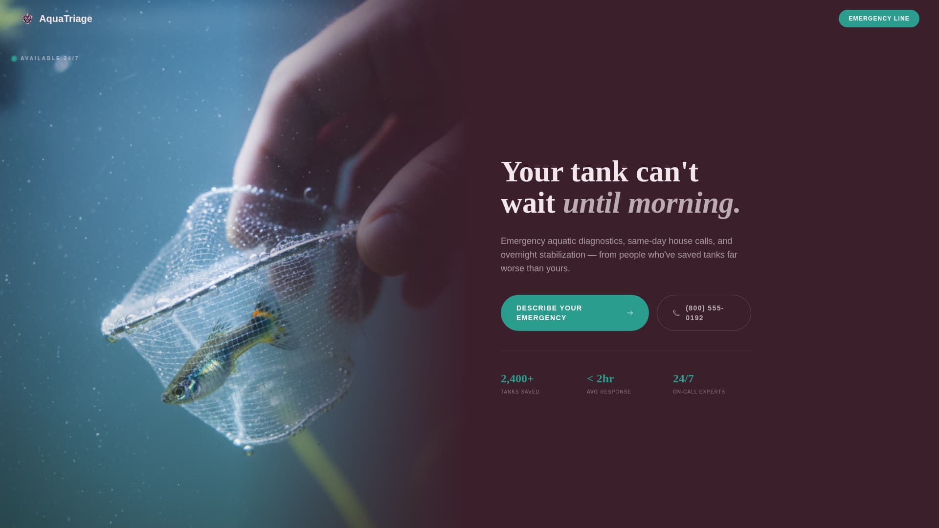 Triage - Emergency Aquarium Landing Page Template