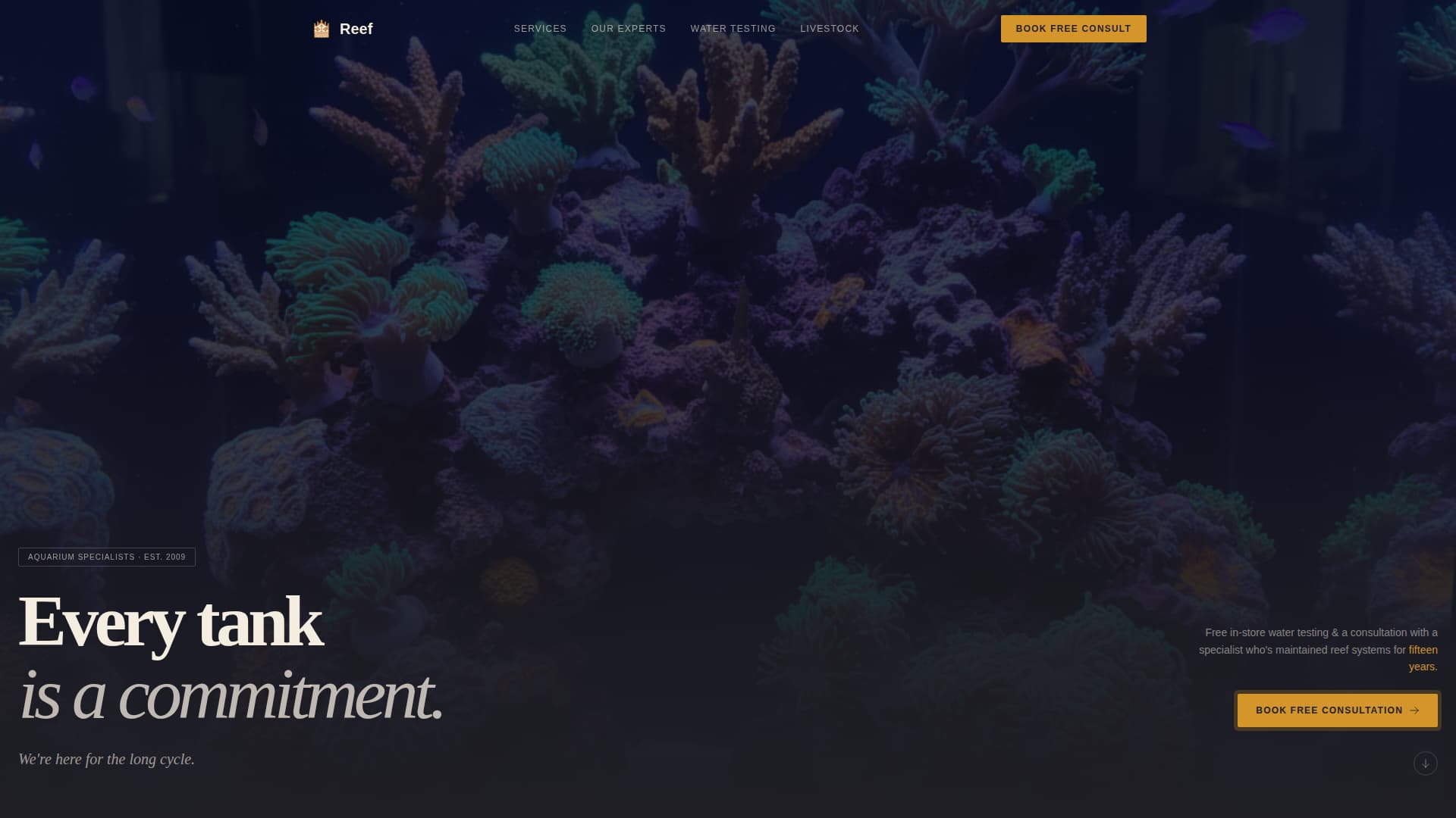 Reef - Immersive Aquarium Landing Page Template