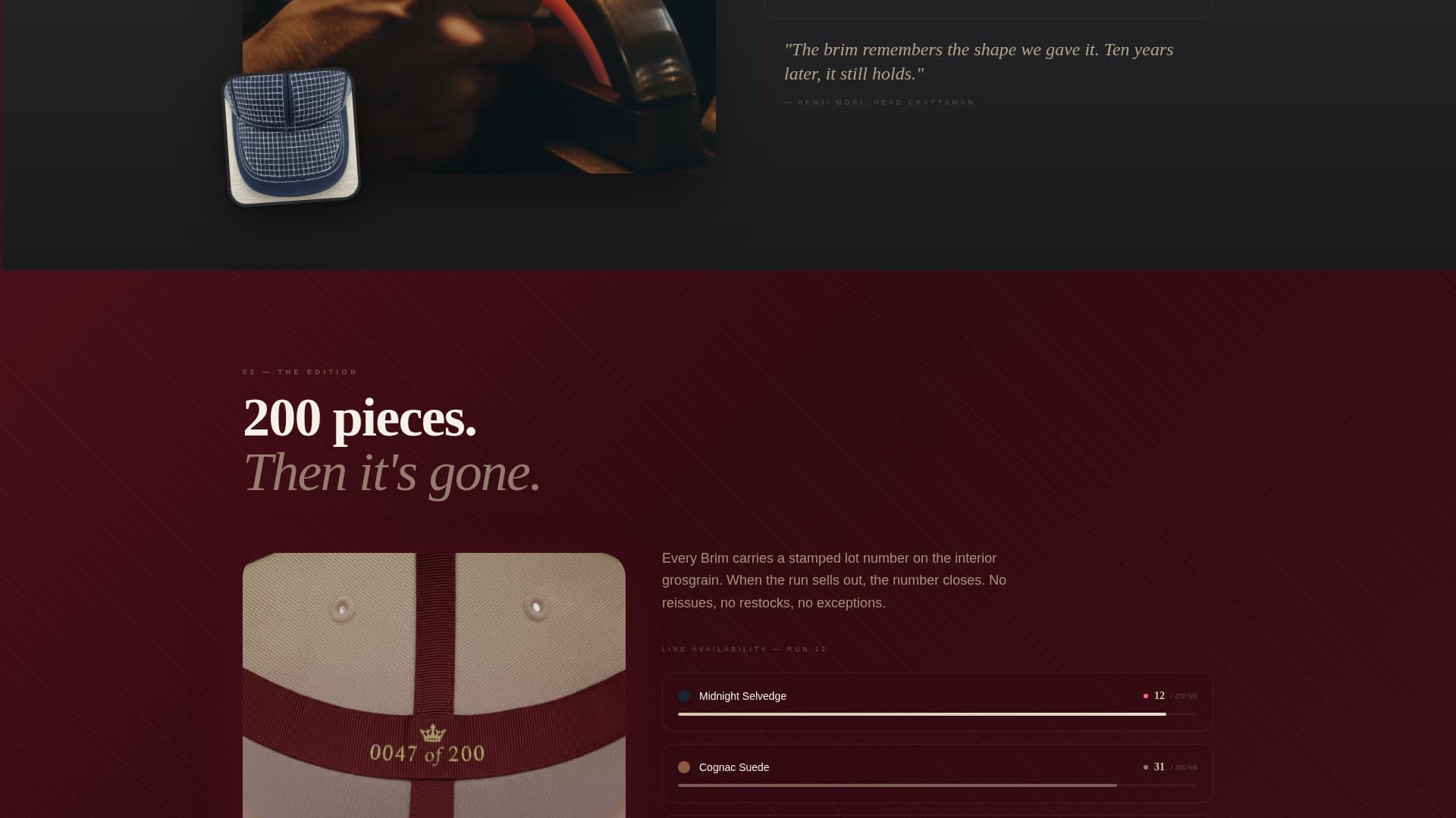 Brim - Luxe Headwear Landing Page Template