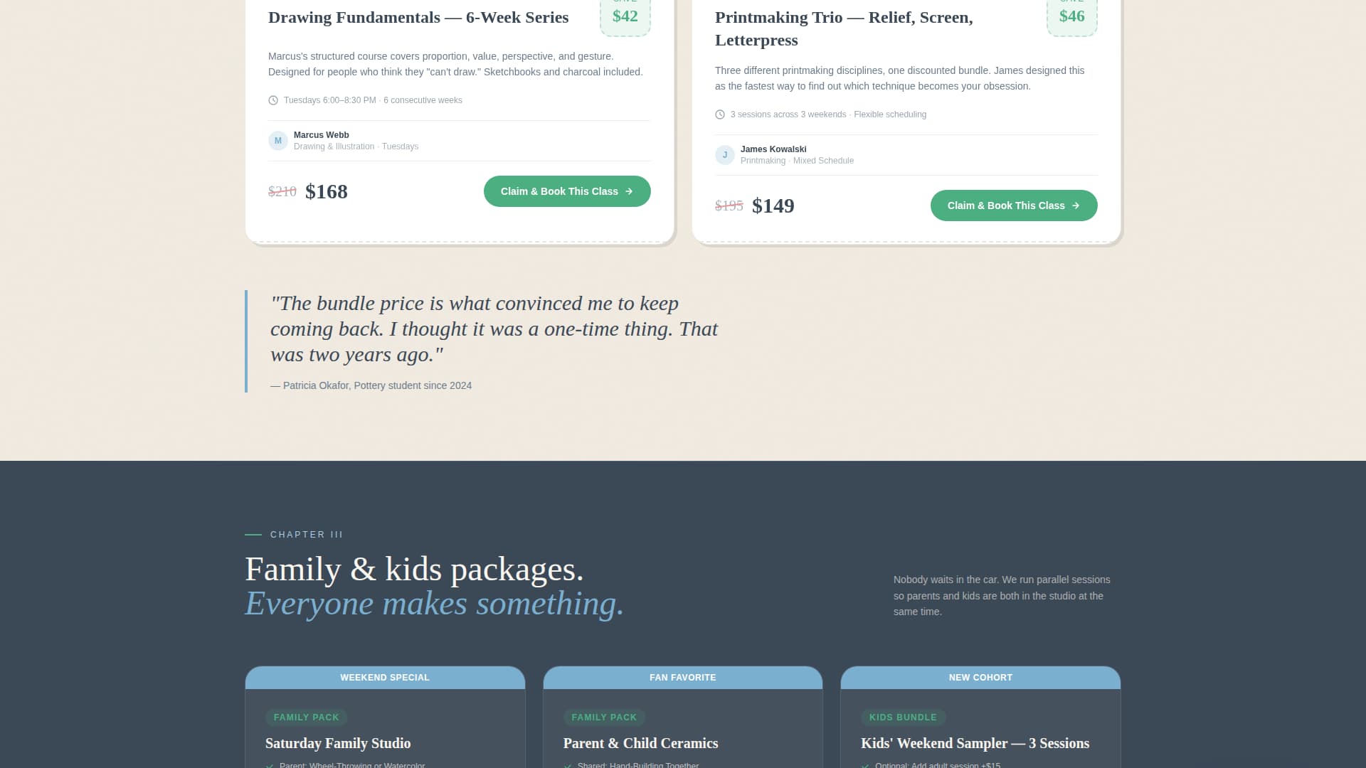 Atelier - Irresistible Artschool Landing Page Template