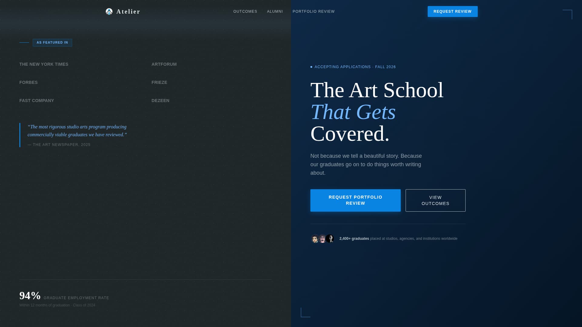 Atelier - Credentialed Artschool Landing Page Template