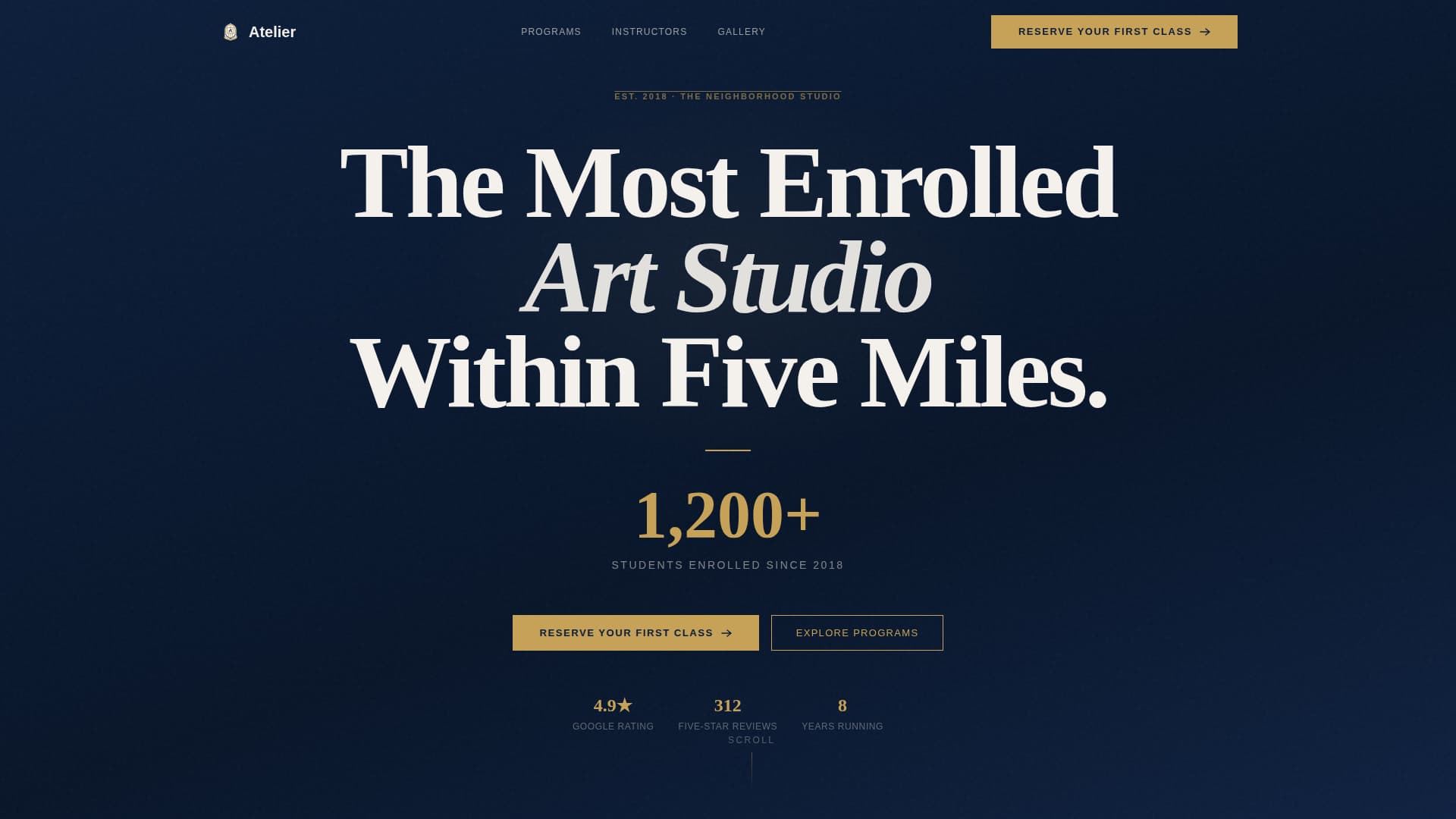 Atelier - Authoritative Artschool Landing Page Template