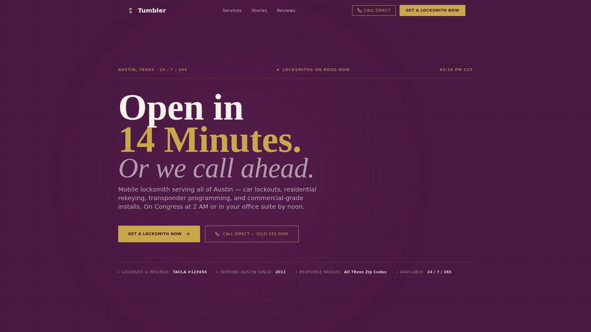 Tumbler - Editorial Locksmith Landing Page Template