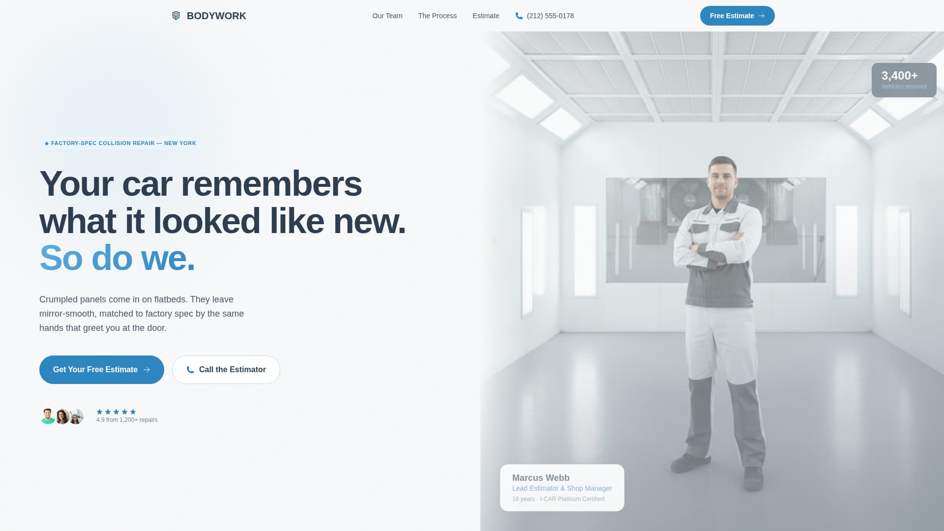 Bodywork - Precision Autobody Landing Page Template