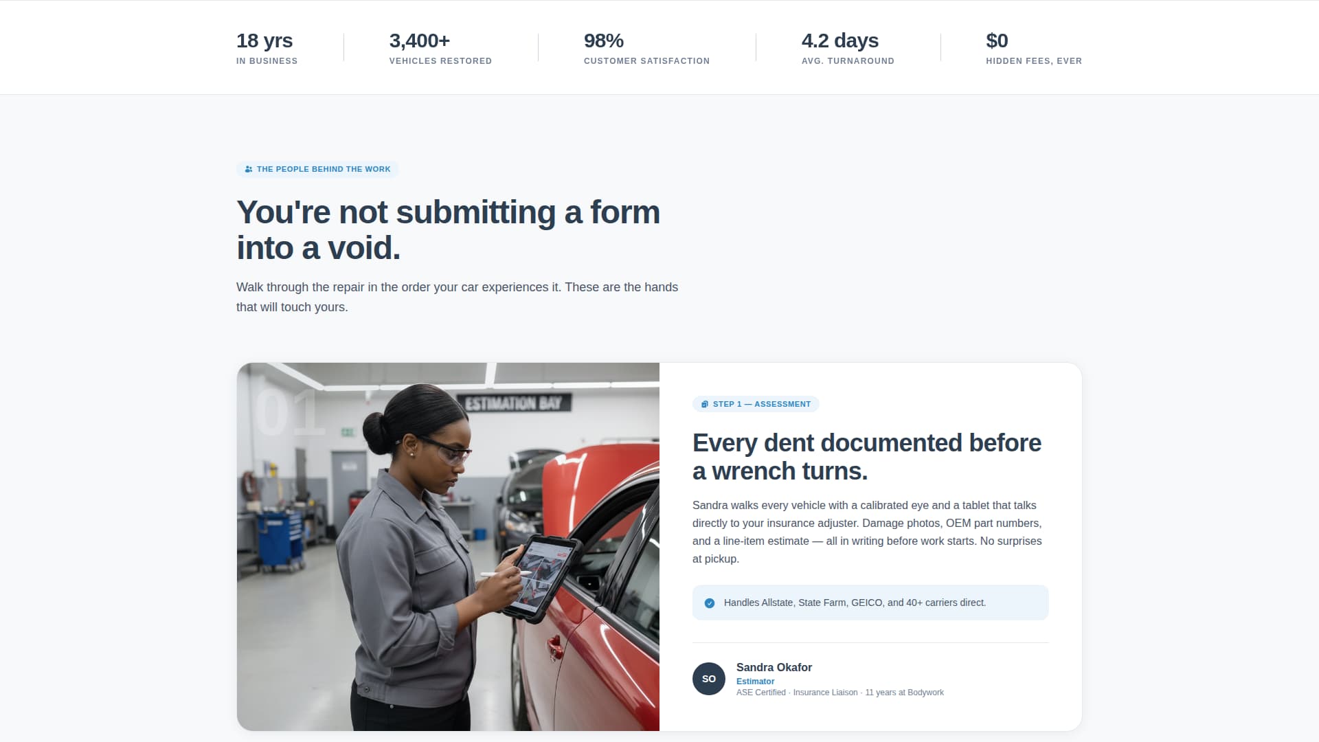 Bodywork - Precision Autobody Landing Page Template