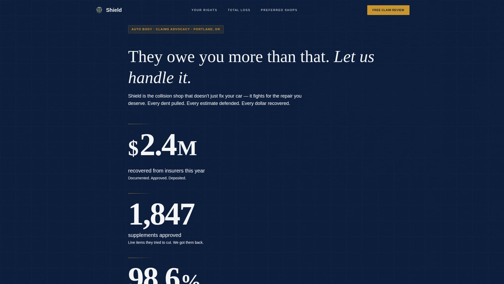 Shield - Authoritative Autobody Landing Page Template