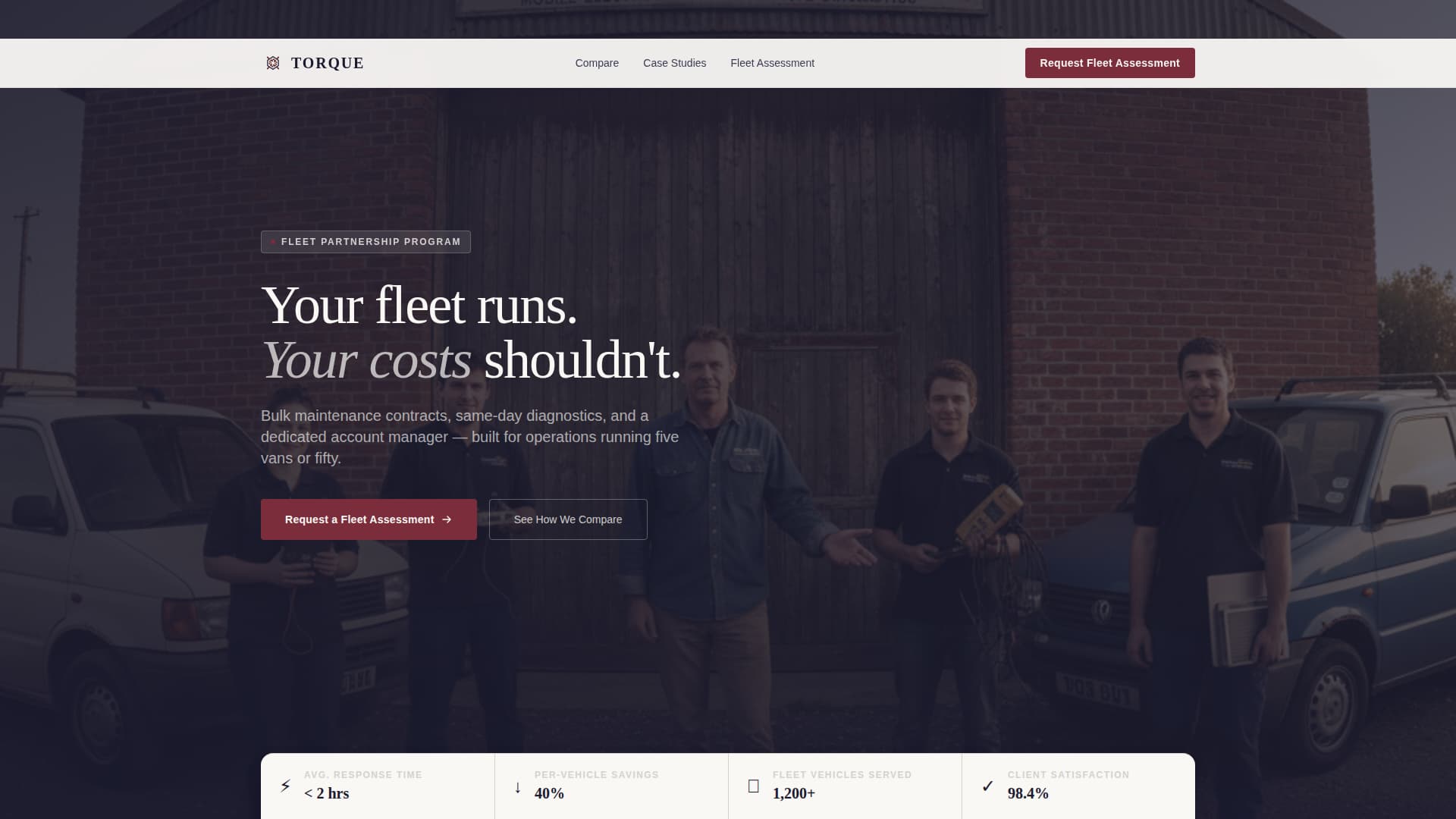 Torque - Authoritative Fleet Landing Page Template