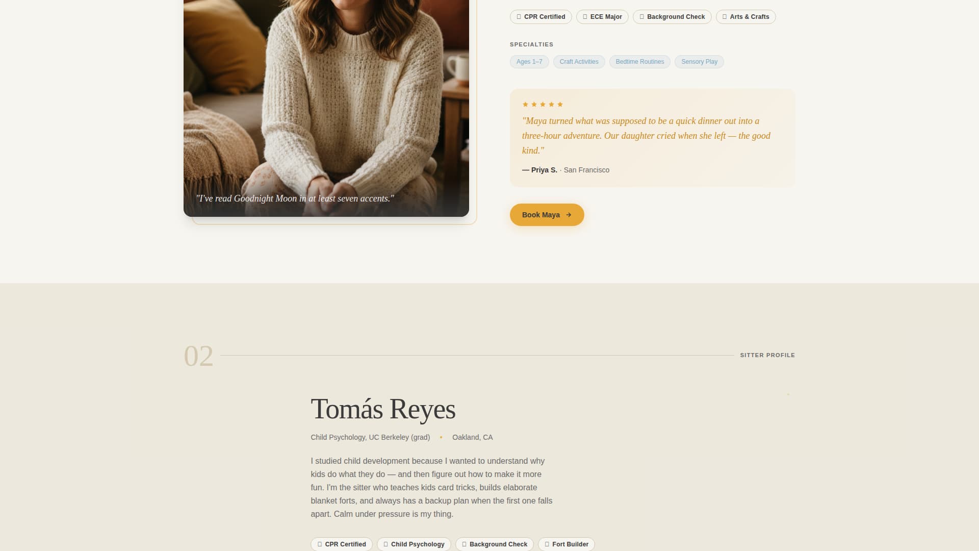 Nurture - Trusted Babysitter Landing Page Template