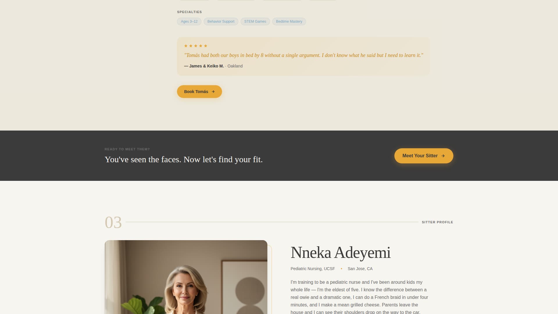 Nurture - Trusted Babysitter Landing Page Template