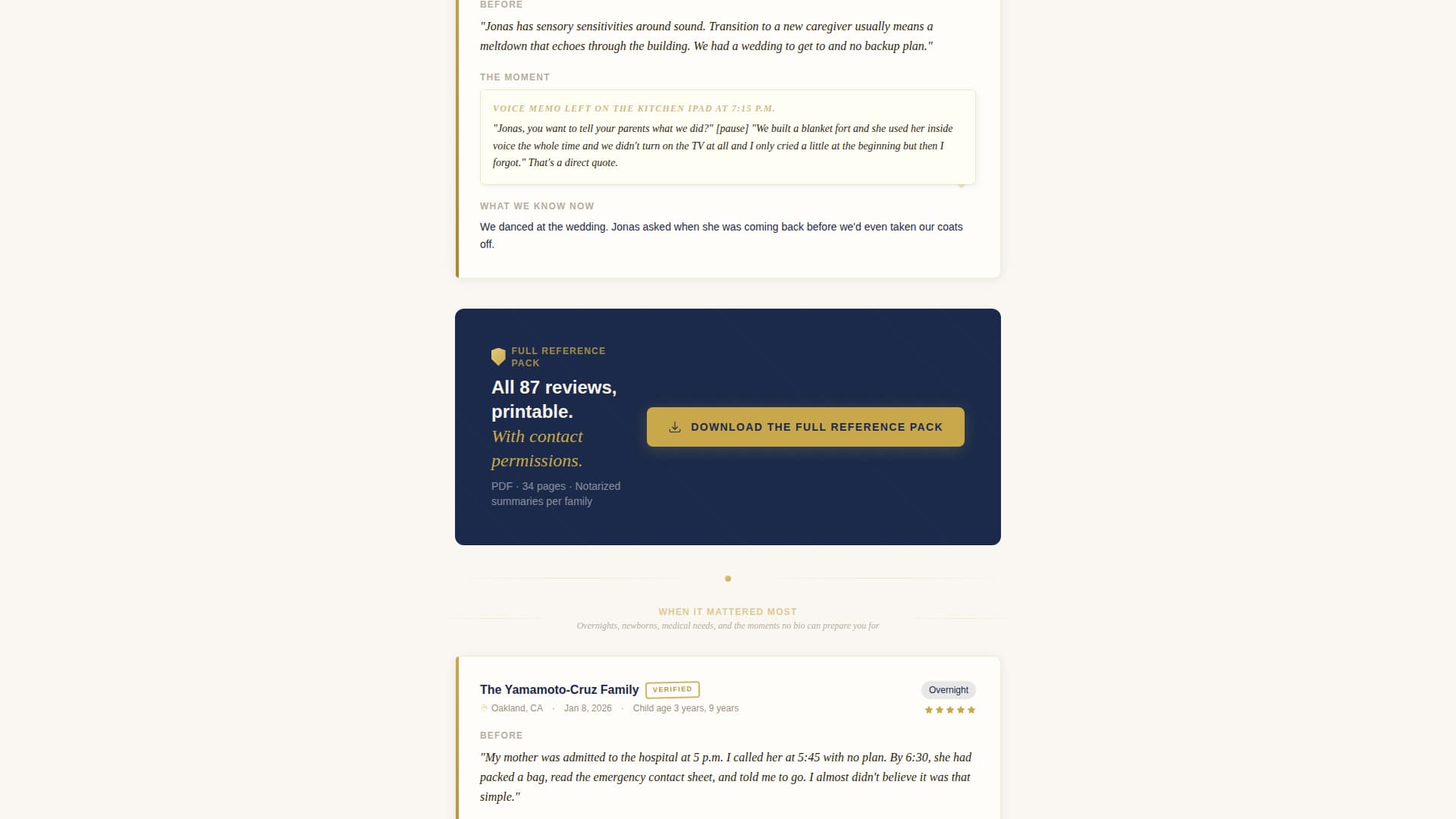 Vouch - Trusted Babysitter Landing Page Template