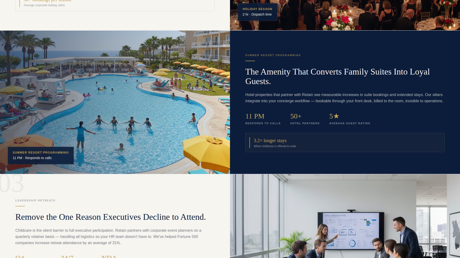 Retain - Executive Babysitting Landing Page Template