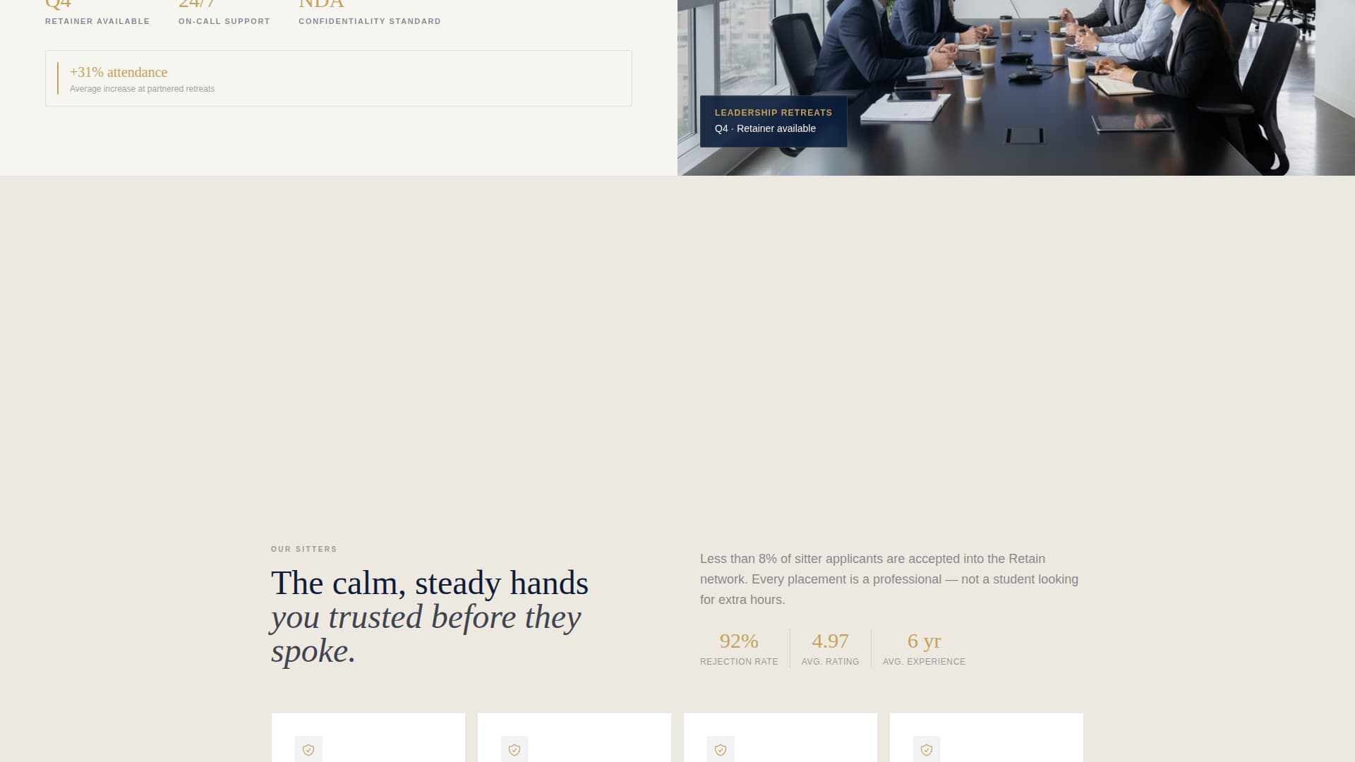 Retain - Executive Babysitting Landing Page Template